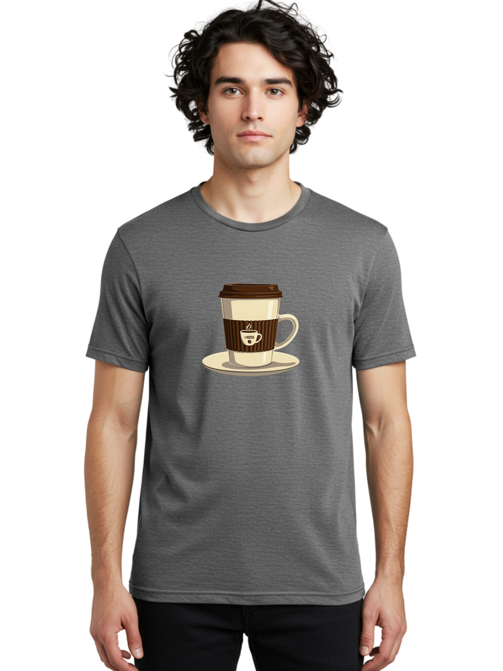 I-Need-Coffee-16 Men'S Graphic Tee, 100% Cotton, Comfortable Casual Summer Wear, Machine Washable, Coffee Cup, Takeout Container, Coffee To Go, Coffee Break, Coffee Lover, Morning Coffee, Caffeine Fix, Coffee Craving Bac065