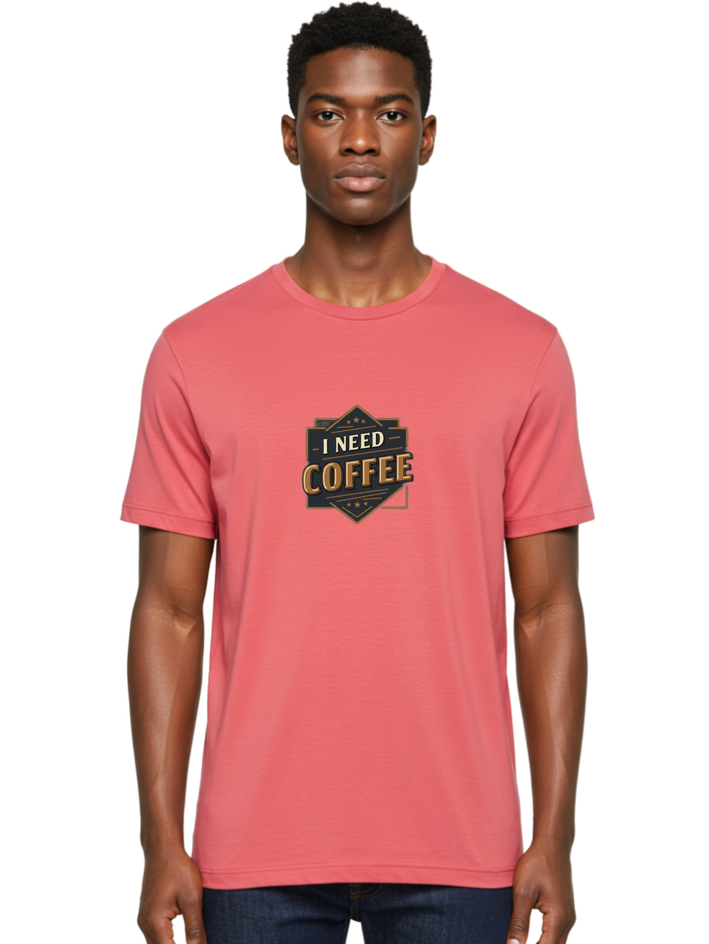 I-Need-Coffee-2 Men'S Graphic Tee, 100% Cotton, Comfortable Casual Summer Wear, Machine Washable, Coffee Lover, Morning Motivation, Caffeine Addict, Coffee Breaks, Energizing Drinks, Coffee Culture Bac066