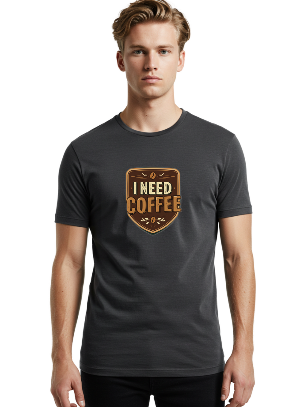 I-Need-Coffee-3 Men'S Graphic Tee, 100% Cotton, Comfortable Casual Summer Wear, Machine Washable, Coffee Lover, Coffee Break, Coffee Addiction, Coffee Quote, Caffeine Fix, Coffee Humor, Funny Coffee, Coffee Meme Bac067