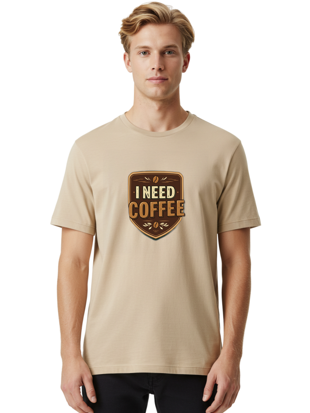 I-Need-Coffee-3 Men'S Graphic Tee, 100% Cotton, Comfortable Casual Summer Wear, Machine Washable, Coffee Lover, Coffee Break, Coffee Addiction, Coffee Quote, Caffeine Fix, Coffee Humor, Funny Coffee, Coffee Meme Bac067