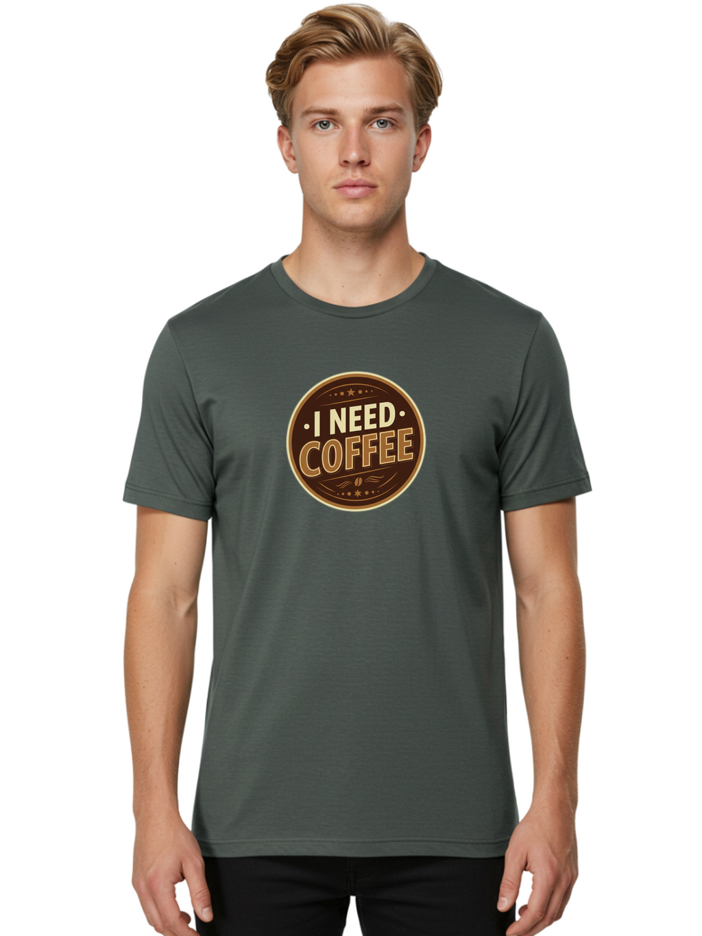 I-Need-Coffee-5 Men'S Graphic Tee, 100% Cotton, Comfortable Casual Summer Wear, Machine Washable, Coffee Lover, Caffeine Fix, Morning Motivation, Coffee Break, Coffee Addiction, Coffee Culture, Coffee Quote, Coffee Art Bac069