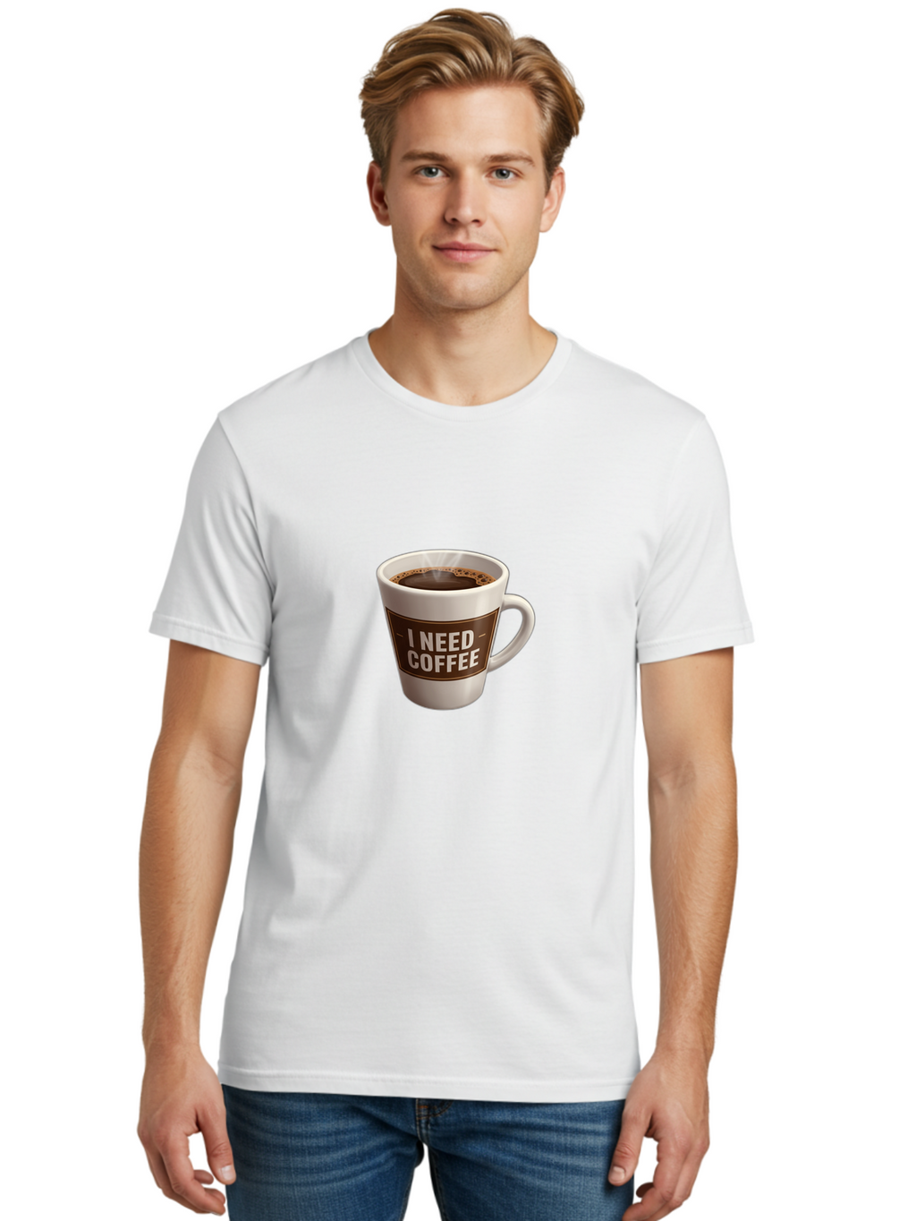 I-Need-Coffee-8 Men'S Graphic Tee, 100% Cotton, Comfortable Casual Summer Wear, Machine Washable, Coffee Mug, Coffee Lover, Caffeine Fix, Morning Motivation, Daily Grind, Coffee Break, Coffee Addiction, Coffee Culture Bac072