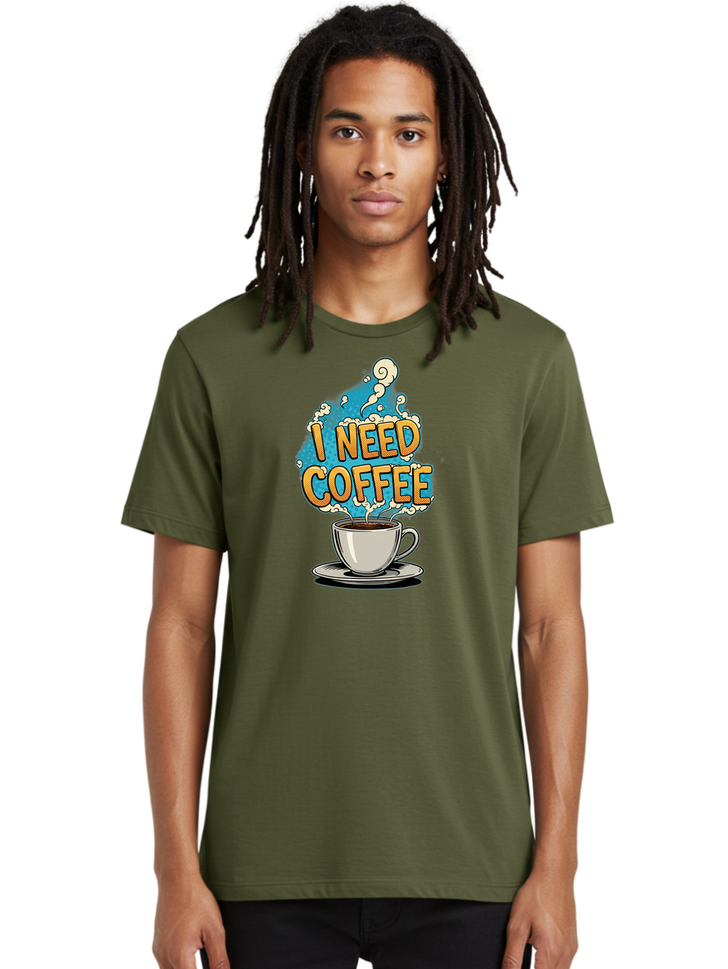 I-Need-Coffee-9 Men'S Graphic Tee, 100% Cotton, Comfortable Casual Summer Wear, Machine Washable, Coffee Cup, Morning Coffee, Coffee Addiction, Caffeine Fix, Morning Motivation, Coffee Lover, Steaming Hot Coffee, Coffee Break Bac073