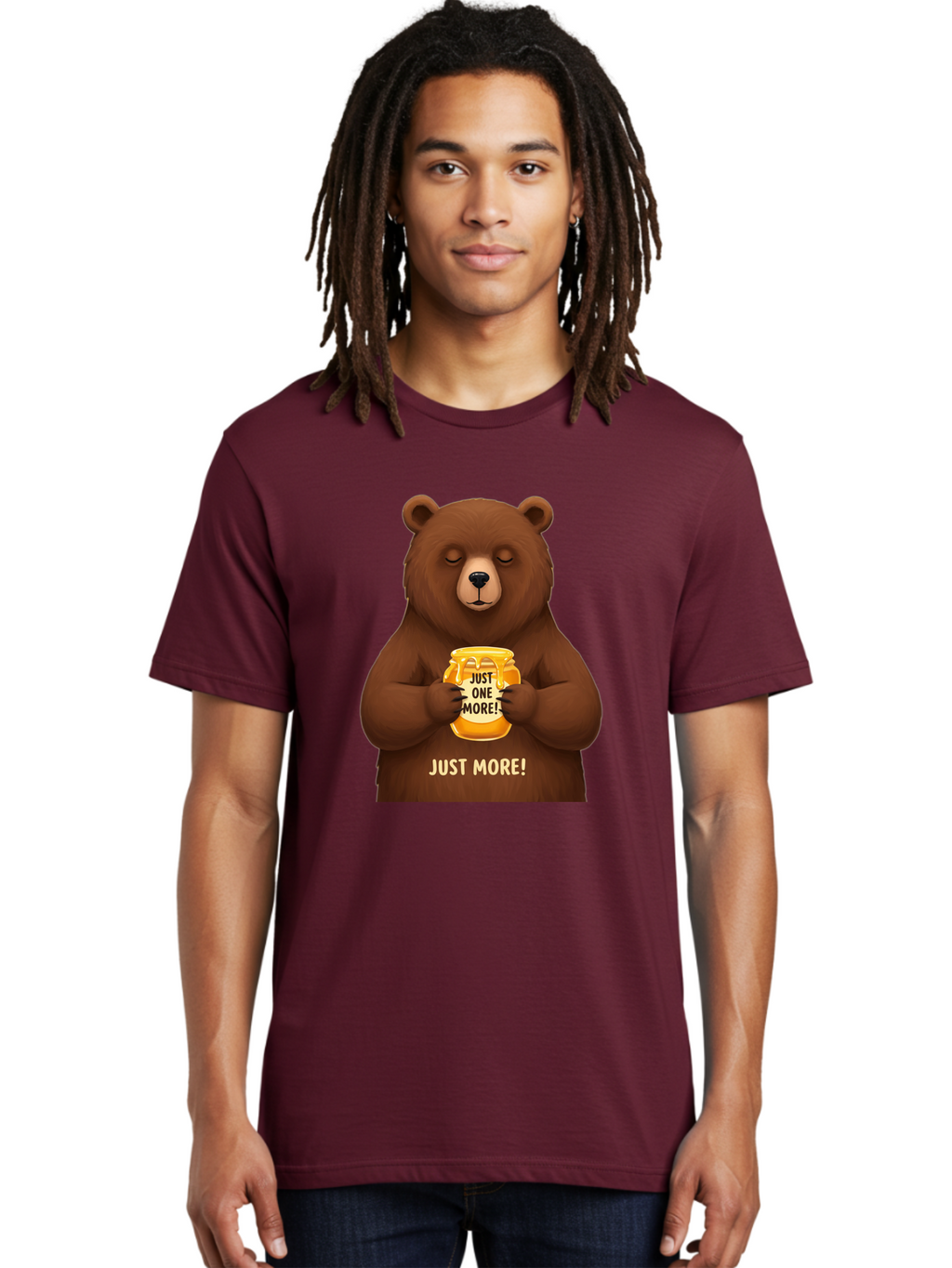 Just-One-More-2 Men'S Graphic Tee, 100% Cotton, Comfortable Casual Summer Wear, Machine Washable, Funny Bear, Beer Mug, Just One More, Humorous, Cartoon, Happy Hour, Beer Lover, Relaxed Bear, Amusing Character, Beer Culture Bac081