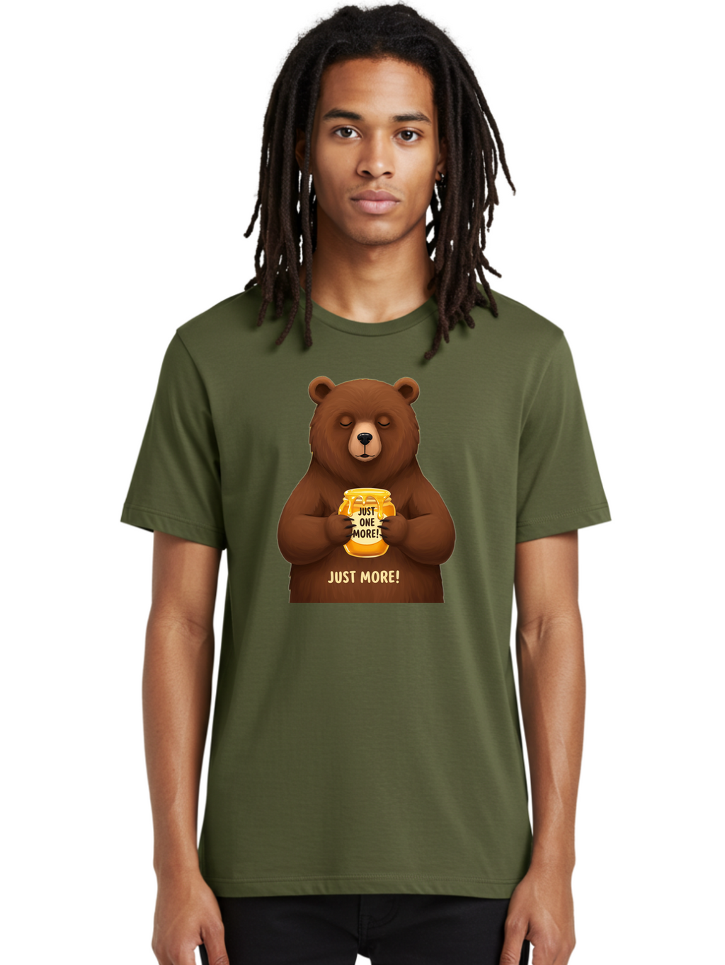 Just-One-More-2 Men'S Graphic Tee, 100% Cotton, Comfortable Casual Summer Wear, Machine Washable, Funny Bear, Beer Mug, Just One More, Humorous, Cartoon, Happy Hour, Beer Lover, Relaxed Bear, Amusing Character, Beer Culture Bac081