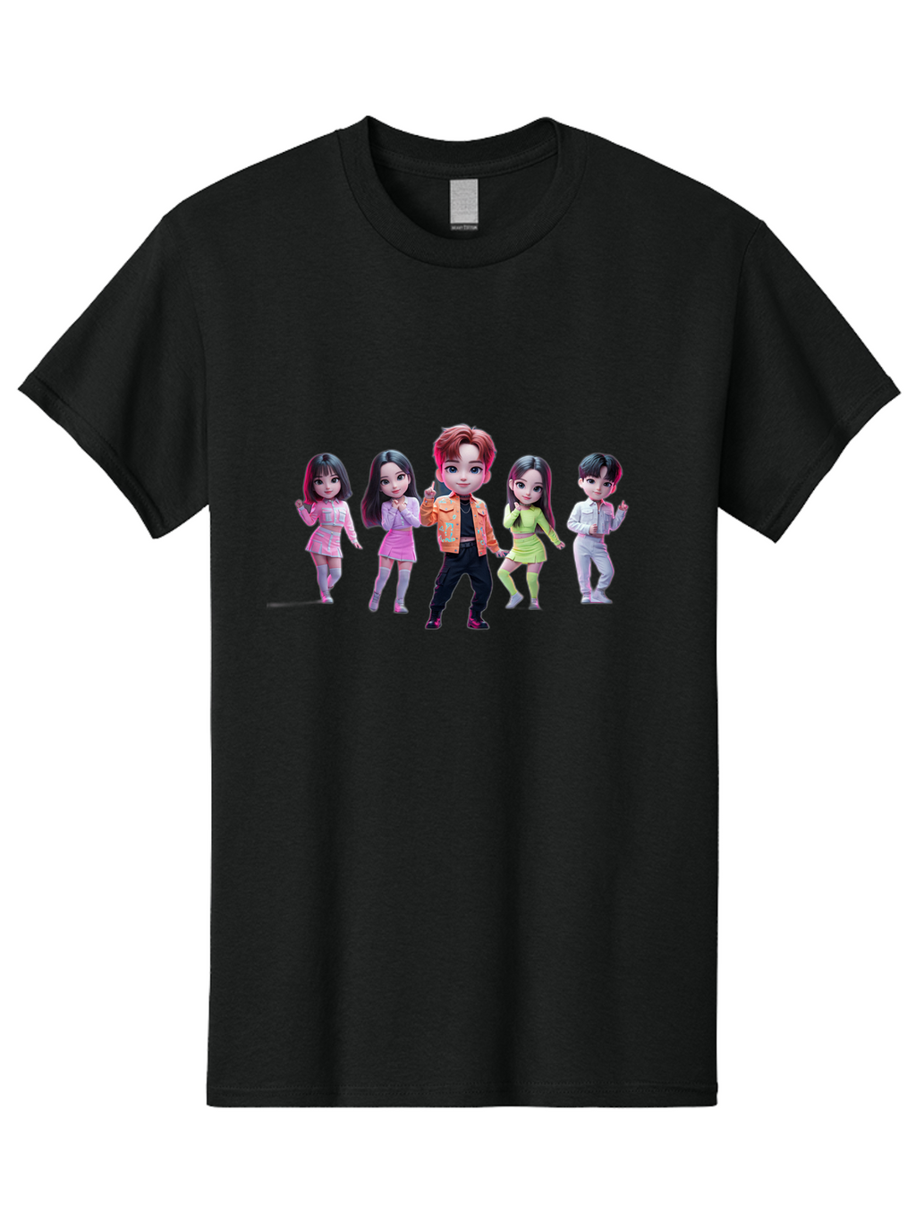 K-Pop-Group-2 Men'S Graphic Tee, 100% Cotton, Comfortable Casual Summer Wear, Machine Washable, K-Pop Idols, Group Of Dancers, Pastel Colors, Fashionable Outfits, Modern Style, Dancing Pose, Kawaii Aesthetic, Idol Culture, Pop Culture Bac091