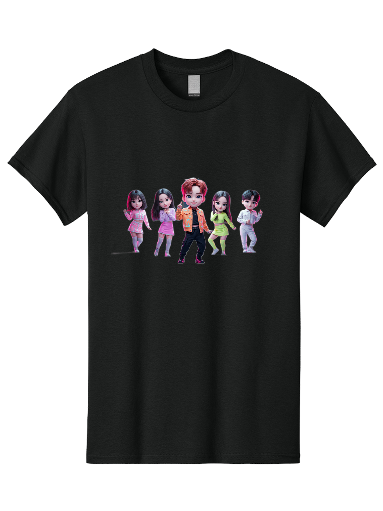 K-Pop-Group-2 Men'S Graphic Tee, 100% Cotton, Comfortable Casual Summer Wear, Machine Washable, K-Pop Idols, Group Of Dancers, Pastel Colors, Fashionable Outfits, Modern Style, Dancing Pose, Kawaii Aesthetic, Idol Culture, Pop Culture Bac091