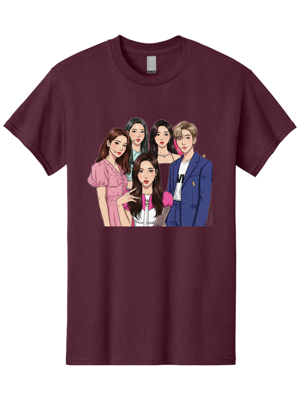 K-Pop-Group-3 Men'S Graphic Tee, 100% Cotton, Comfortable Casual Summer Wear, Machine Washable, K-Pop Idols, Fashion Illustration, Group Portrait, Stylish Clothing, Modern Pop Culture, Young Adults, Trendy Hairstyles, Pop Art Style, Bac092