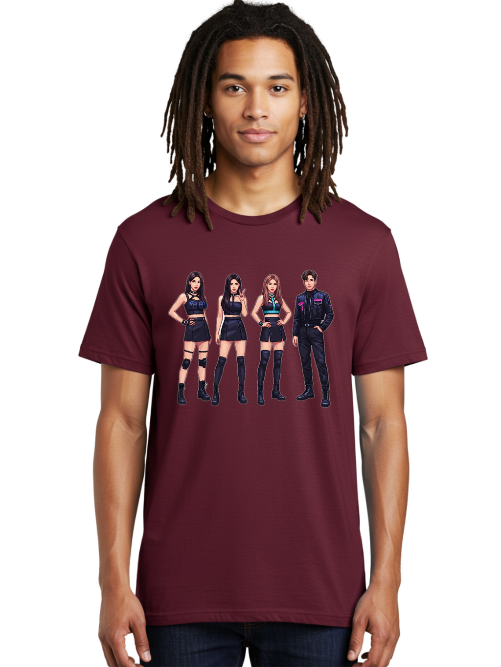 K-Pop-Group-8 Men'S Graphic Tee, 100% Cotton, Comfortable Casual Summer Wear, Machine Washable, K-Pop Fashion, Group Of Performers, Black Outfits, Stylish Clothing, Edgy Style, Modern Fashion Trends, Pop Culture Icons, Entertainment Industry, Bac097