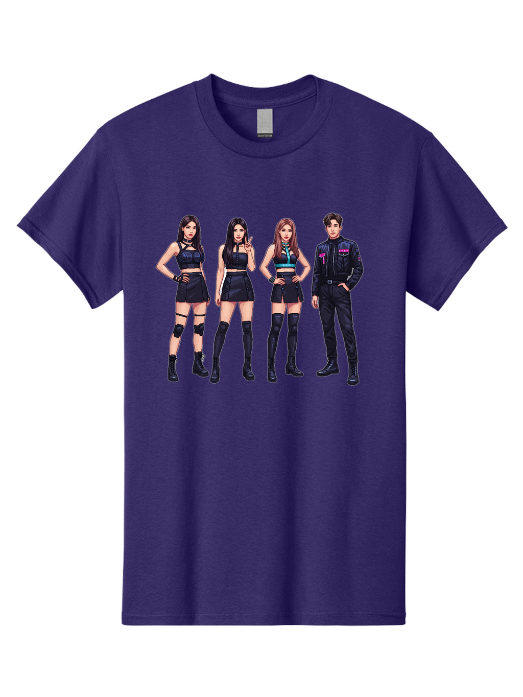 K-Pop-Group-8 Men'S Graphic Tee, 100% Cotton, Comfortable Casual Summer Wear, Machine Washable, K-Pop Fashion, Group Of Performers, Black Outfits, Stylish Clothing, Edgy Style, Modern Fashion Trends, Pop Culture Icons, Entertainment Industry, Bac097