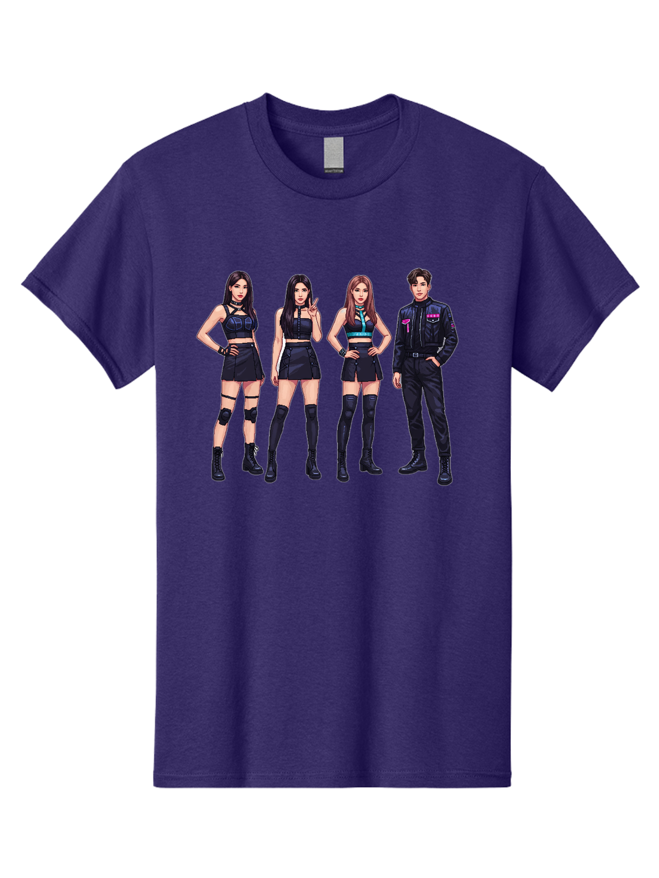 K-Pop-Group-8 Men'S Graphic Tee, 100% Cotton, Comfortable Casual Summer Wear, Machine Washable, K-Pop Fashion, Group Of Performers, Black Outfits, Stylish Clothing, Edgy Style, Modern Fashion Trends, Pop Culture Icons, Entertainment Industry, Bac097