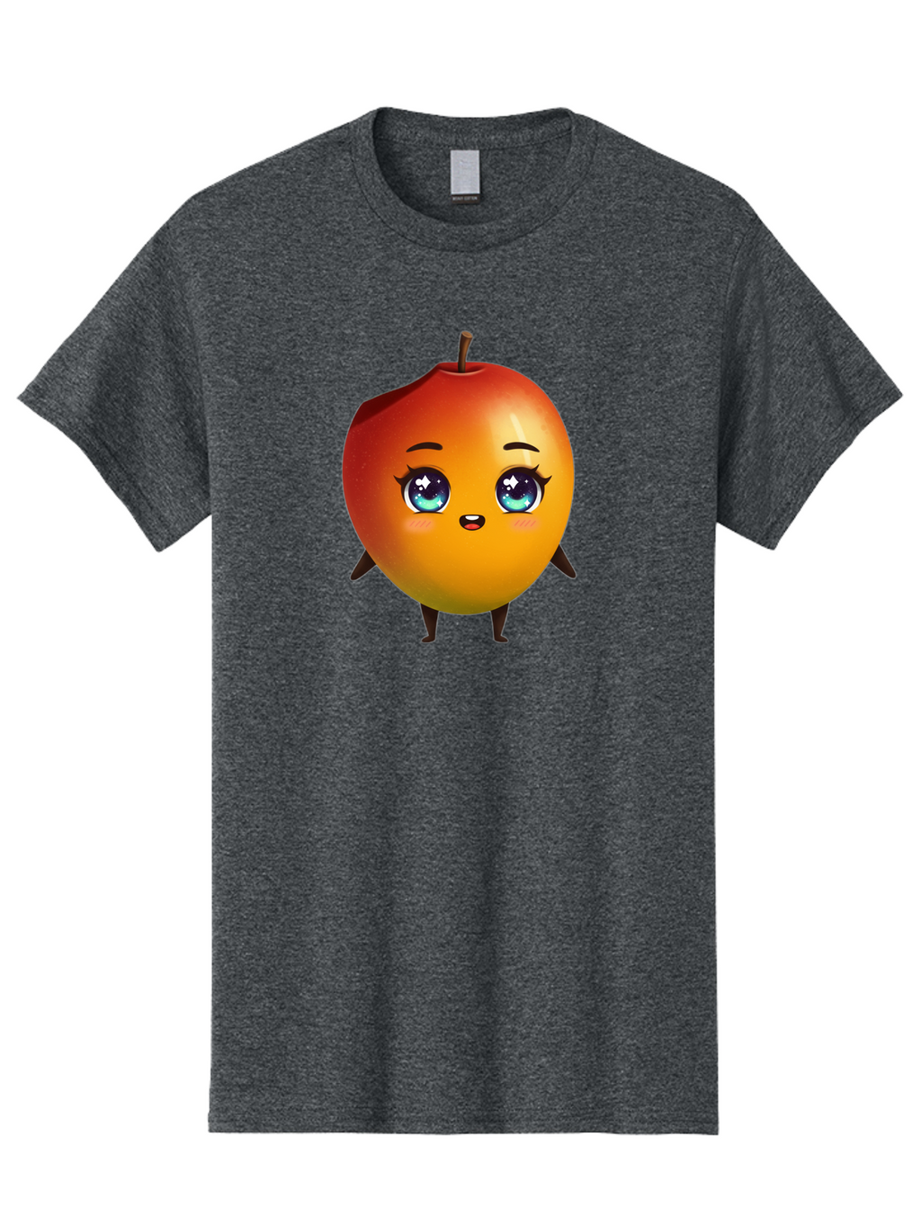 Mango-1 Men'S Graphic Tee, 100% Cotton, Comfortable Casual Summer Wear, Machine Washable, Cartoon Apple, Kawaii Fruit, Adorable Character, Big Eyes, Sweet Expression, Playful Design, Vibrant Colors, Fun Illustration, Kawaii Art Bac128