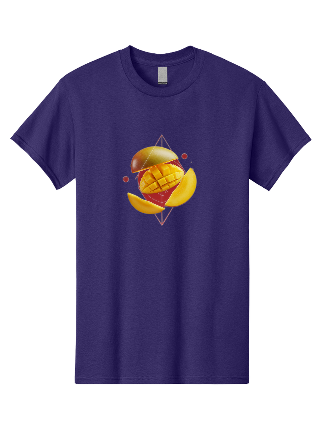 Mango-2 Men'S Graphic Tee, 100% Cotton, Comfortable Casual Summer Wear, Machine Washable, Mango Fruit, Sliced Mango, Yellow Fruit, Tropical Flavors, Juicy Texture, Fruit Arrangement, Geometric Shapes, Fresh Produce, Healthy Snack Bac129