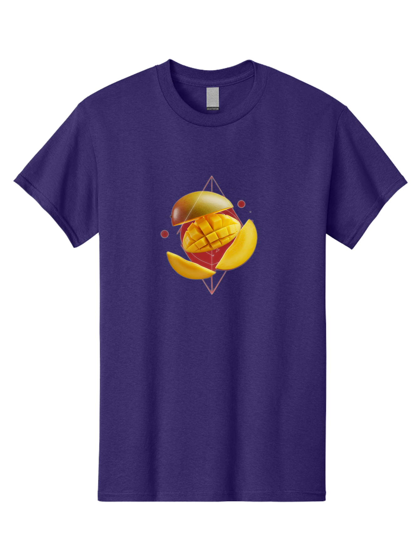 Mango-2 Men'S Graphic Tee, 100% Cotton, Comfortable Casual Summer Wear, Machine Washable, Mango Fruit, Sliced Mango, Yellow Fruit, Tropical Flavors, Juicy Texture, Fruit Arrangement, Geometric Shapes, Fresh Produce, Healthy Snack Bac129