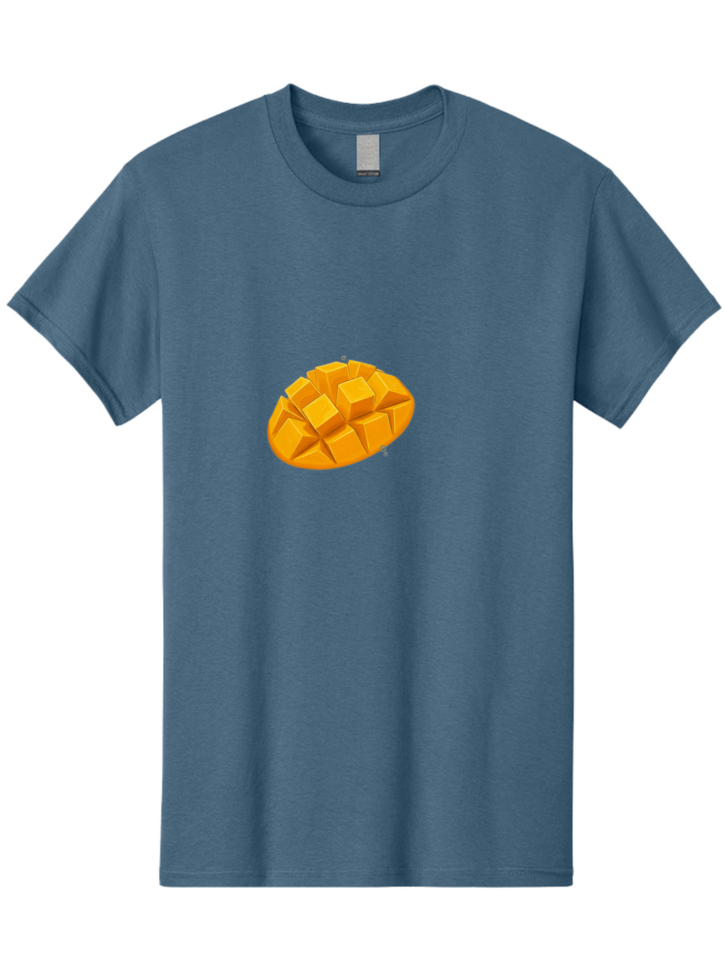 Mango-3 Men'S Graphic Tee, 100% Cotton, Comfortable Casual Summer Wear, Machine Washable, Cubed Mango, Diced Mango, Mango Fruit, Orange Fruit, 3D Illustration, Mango Chunks, Vibrant Orange, Fruit Graphic, Food Illustration Bac130