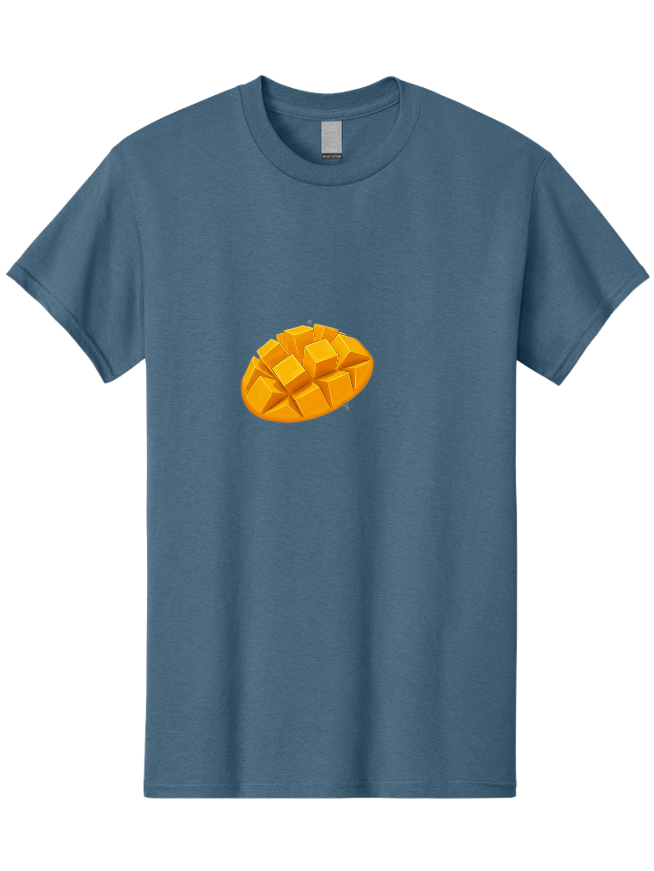 Mango-3 Men'S Graphic Tee, 100% Cotton, Comfortable Casual Summer Wear, Machine Washable, Cubed Mango, Diced Mango, Mango Fruit, Orange Fruit, 3D Illustration, Mango Chunks, Vibrant Orange, Fruit Graphic, Food Illustration Bac130