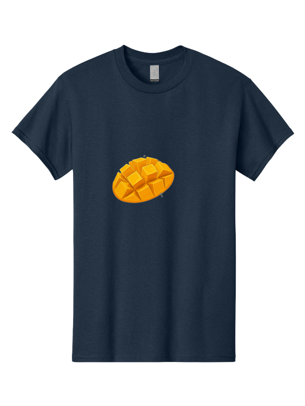 Mango-3 Men'S Graphic Tee, 100% Cotton, Comfortable Casual Summer Wear, Machine Washable, Cubed Mango, Diced Mango, Mango Fruit, Orange Fruit, 3D Illustration, Mango Chunks, Vibrant Orange, Fruit Graphic, Food Illustration Bac130