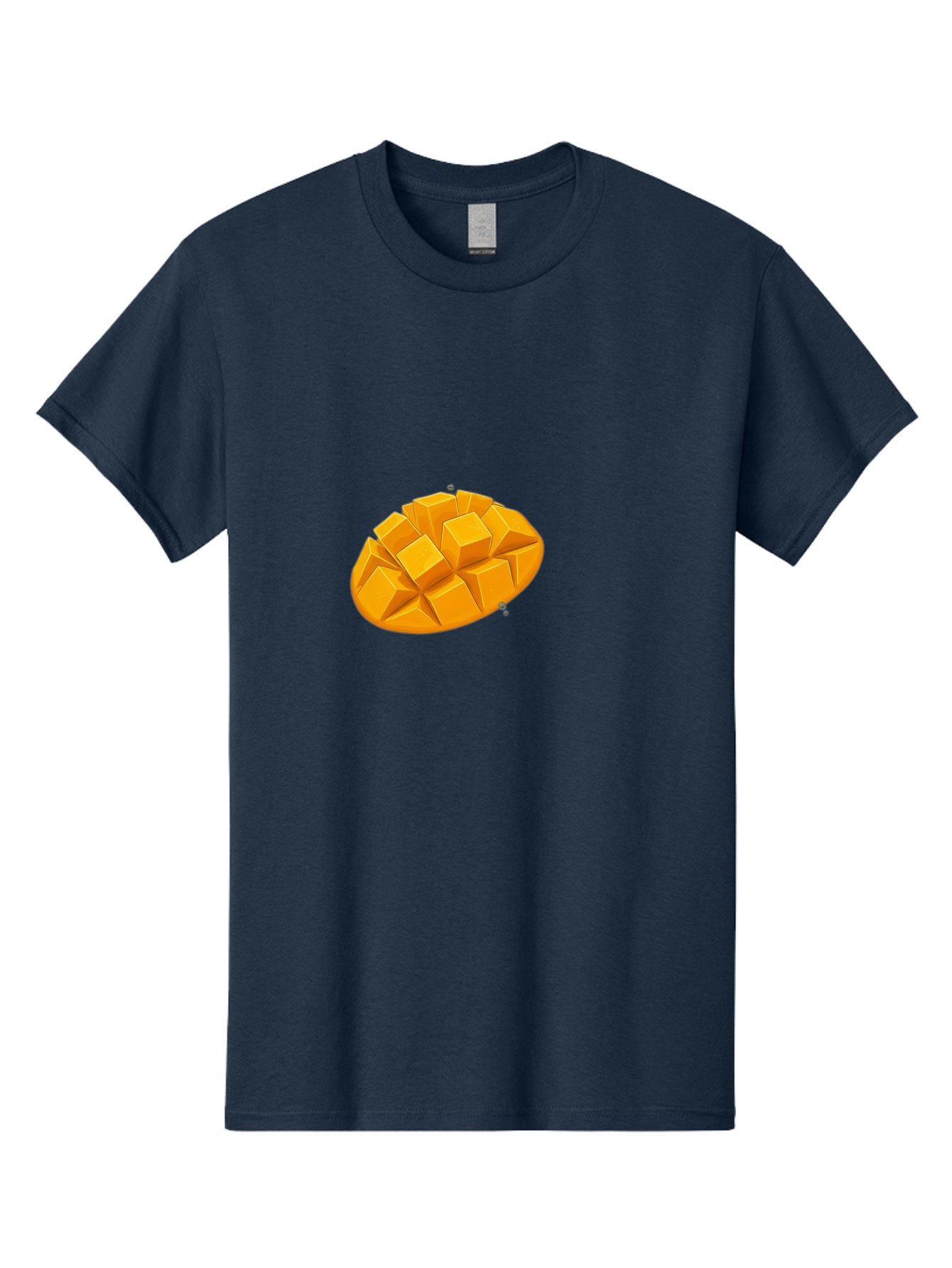 Mango-3 Men'S Graphic Tee, 100% Cotton, Comfortable Casual Summer Wear, Machine Washable, Cubed Mango, Diced Mango, Mango Fruit, Orange Fruit, 3D Illustration, Mango Chunks, Vibrant Orange, Fruit Graphic, Food Illustration Bac130