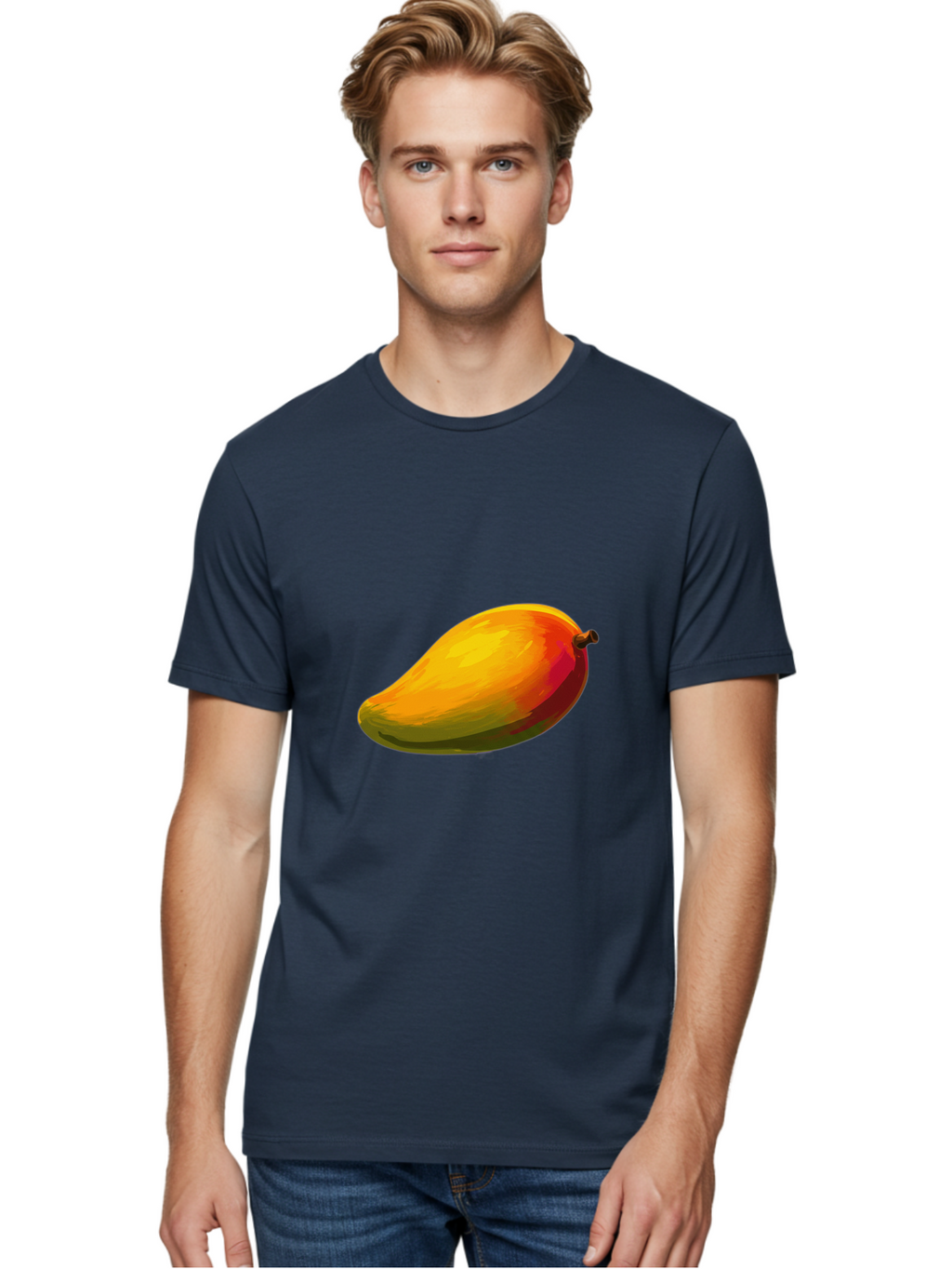 Mango-4 Men'S Graphic Tee, 100% Cotton, Comfortable Casual Summer Wear, Machine Washable, Yellow Mango, Ripe Fruit, Tropical Flavor, Sweet Juice, Vibrant Color, Digital Art, Fruit Illustration, Mango Graphic Bac131