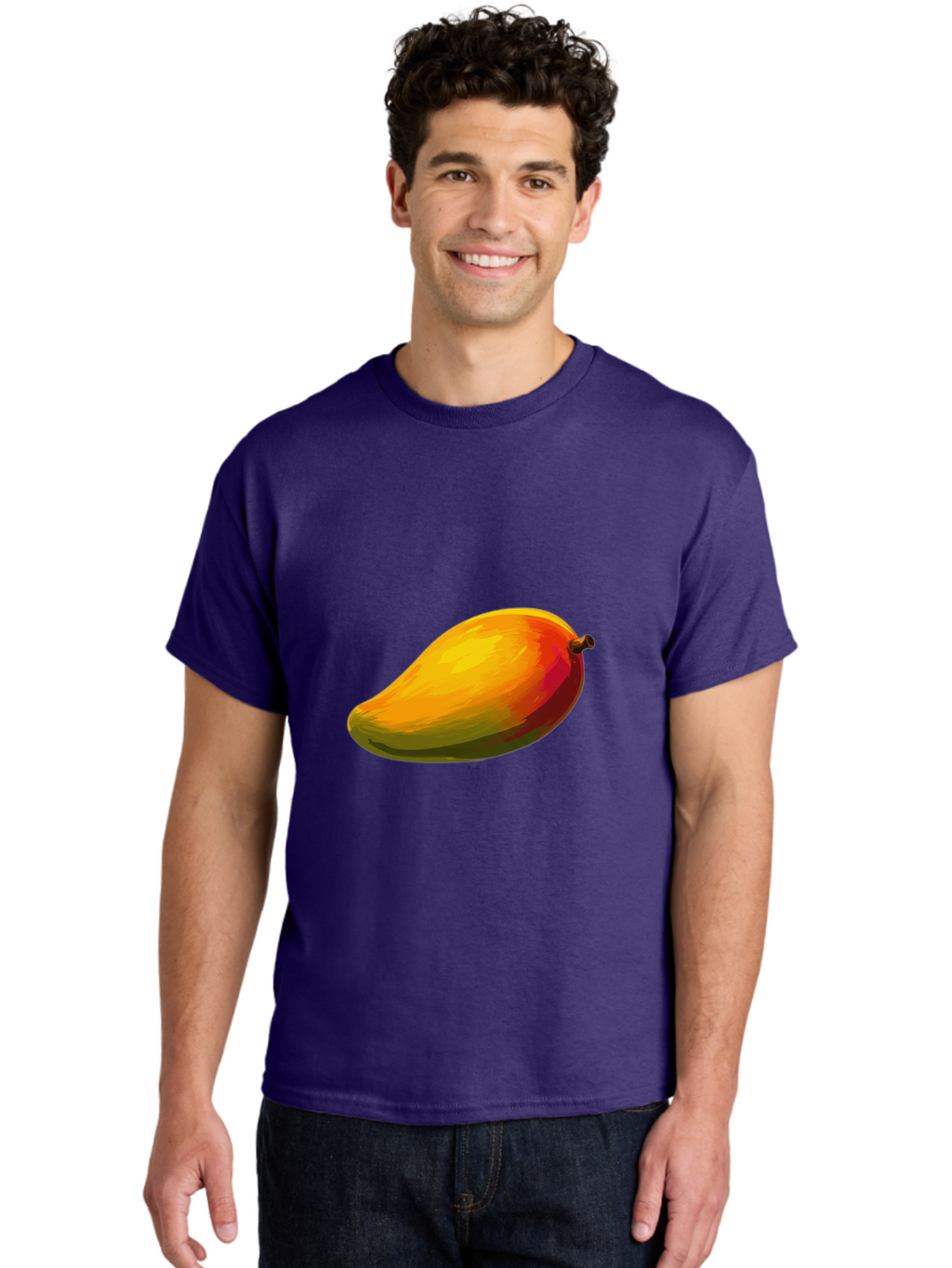 Mango-4 Men'S Graphic Tee, 100% Cotton, Comfortable Casual Summer Wear, Machine Washable, Yellow Mango, Ripe Fruit, Tropical Flavor, Sweet Juice, Vibrant Color, Digital Art, Fruit Illustration, Mango Graphic Bac131
