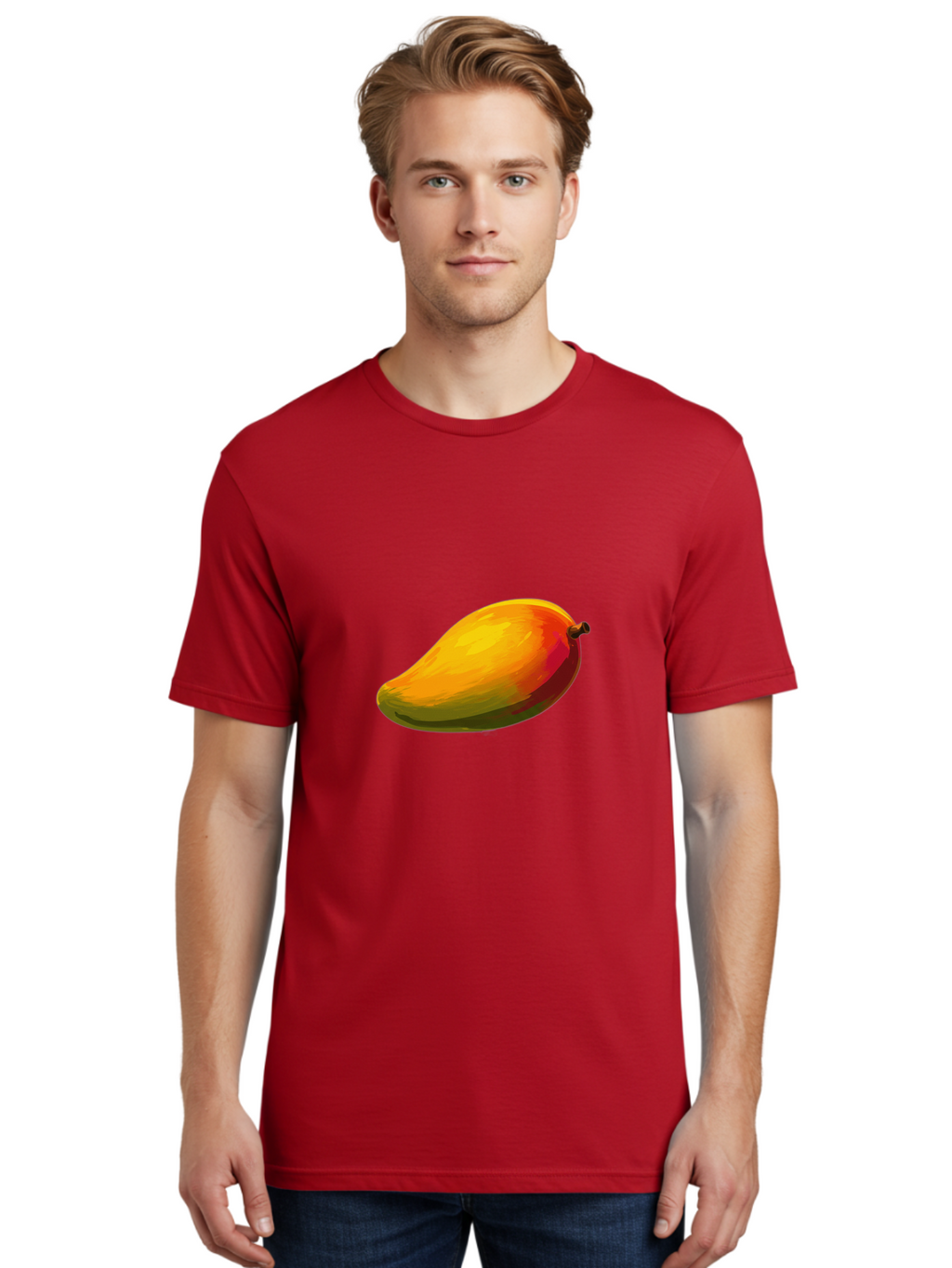 Mango-4 Men'S Graphic Tee, 100% Cotton, Comfortable Casual Summer Wear, Machine Washable, Yellow Mango, Ripe Fruit, Tropical Flavor, Sweet Juice, Vibrant Color, Digital Art, Fruit Illustration, Mango Graphic Bac131
