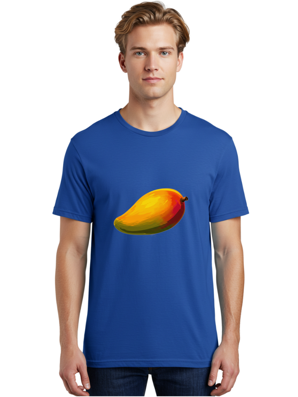 Mango-4 Men'S Graphic Tee, 100% Cotton, Comfortable Casual Summer Wear, Machine Washable, Yellow Mango, Ripe Fruit, Tropical Flavor, Sweet Juice, Vibrant Color, Digital Art, Fruit Illustration, Mango Graphic Bac131