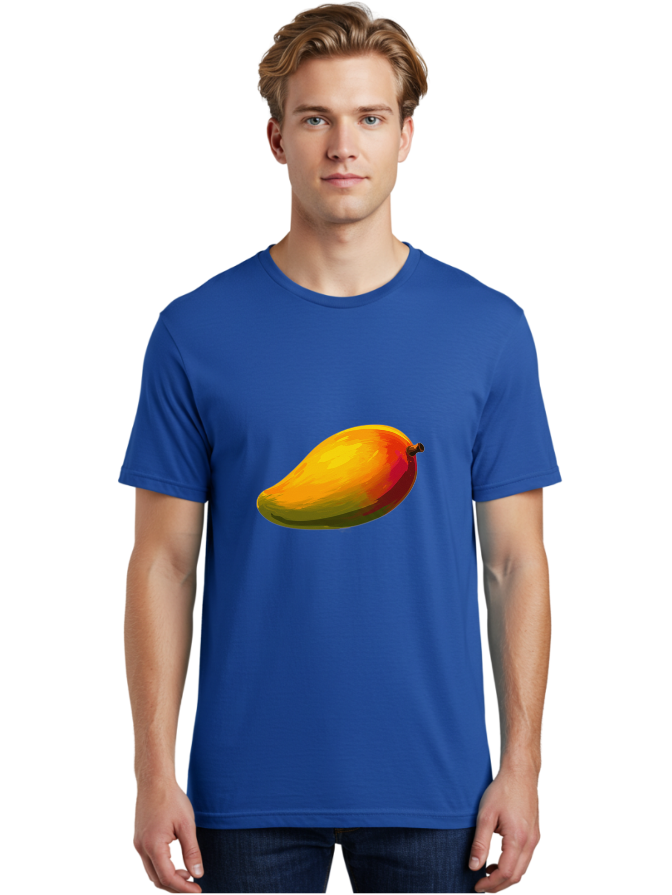 Mango-4 Men'S Graphic Tee, 100% Cotton, Comfortable Casual Summer Wear, Machine Washable, Yellow Mango, Ripe Fruit, Tropical Flavor, Sweet Juice, Vibrant Color, Digital Art, Fruit Illustration, Mango Graphic Bac131