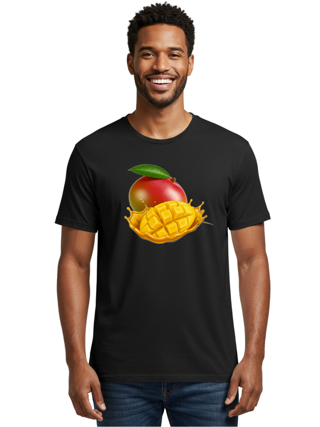 Mango-5 Men'S Graphic Tee, 100% Cotton, Comfortable Casual Summer Wear, Machine Washable, Juicy Mango, Mango Chunks, Fresh Fruit, Yellow Mango, Ripe Mango, Mango Juice, Tropical Flavors, Sweet And Tangy Bac132
