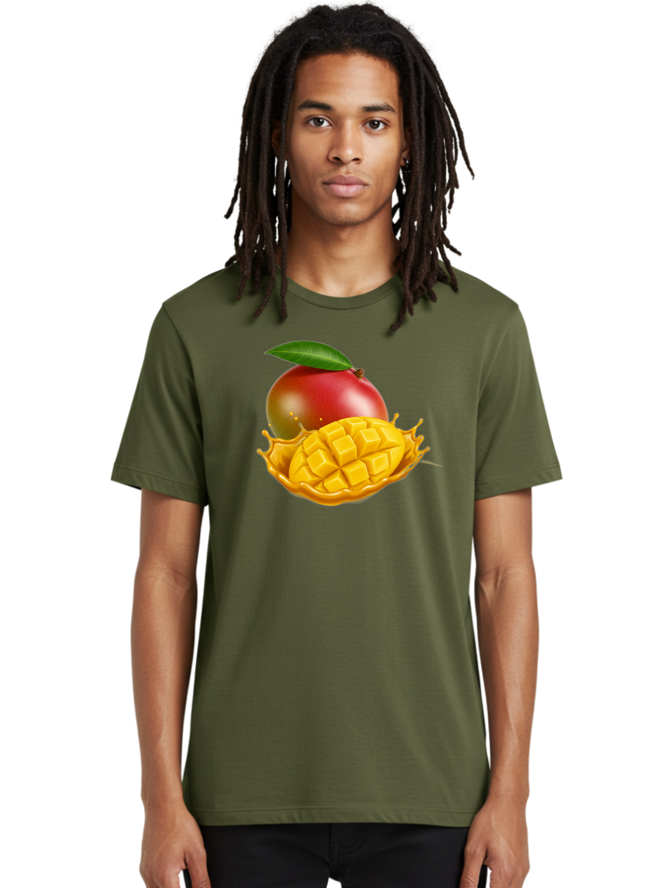 Mango-5 Men'S Graphic Tee, 100% Cotton, Comfortable Casual Summer Wear, Machine Washable, Juicy Mango, Mango Chunks, Fresh Fruit, Yellow Mango, Ripe Mango, Mango Juice, Tropical Flavors, Sweet And Tangy Bac132