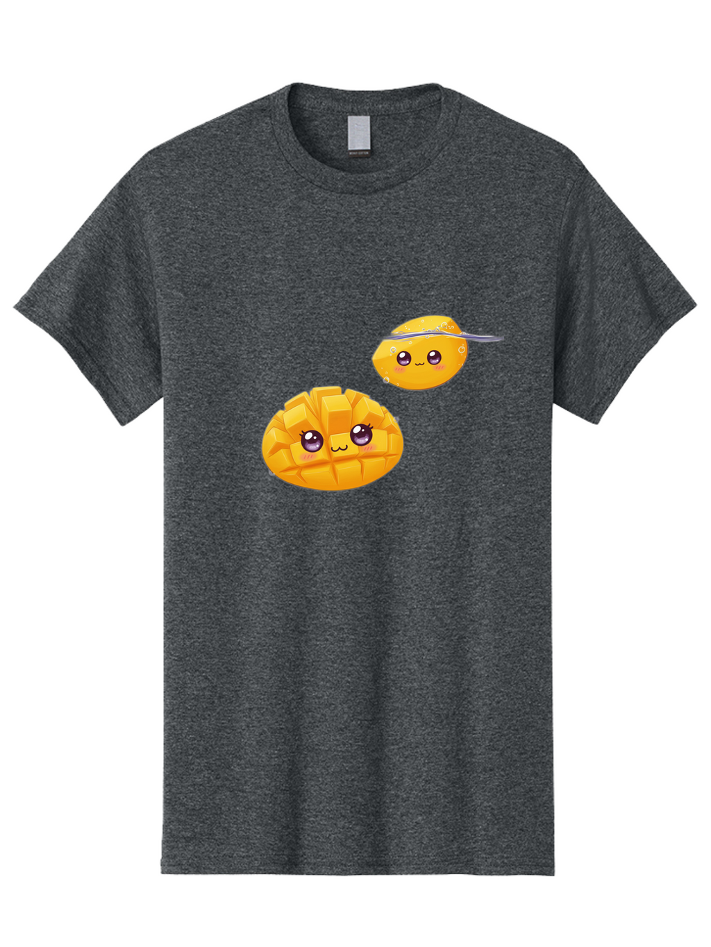 Mango-Characters Men'S Graphic Tee, 100% Cotton, Comfortable Casual Summer Wear, Machine Washable, Cartoon Mangoes, Cute Fruit, Kawaii Characters, Smiling Faces, Playful Illustration, Adorable Graphics, Tropical Fruit, Fun Design Bac138