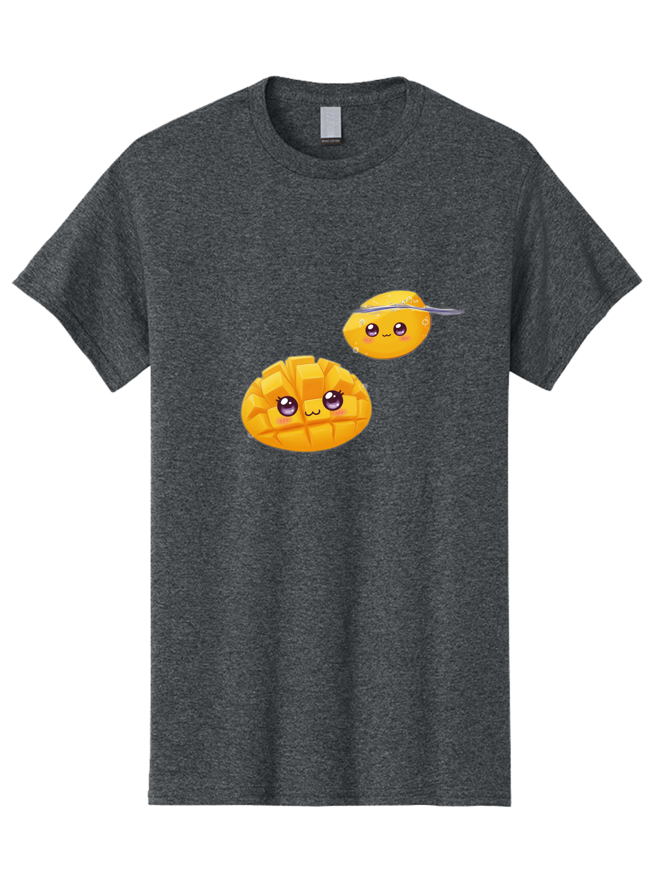 Mango-Characters Men'S Graphic Tee, 100% Cotton, Comfortable Casual Summer Wear, Machine Washable, Cartoon Mangoes, Cute Fruit, Kawaii Characters, Smiling Faces, Playful Illustration, Adorable Graphics, Tropical Fruit, Fun Design Bac138