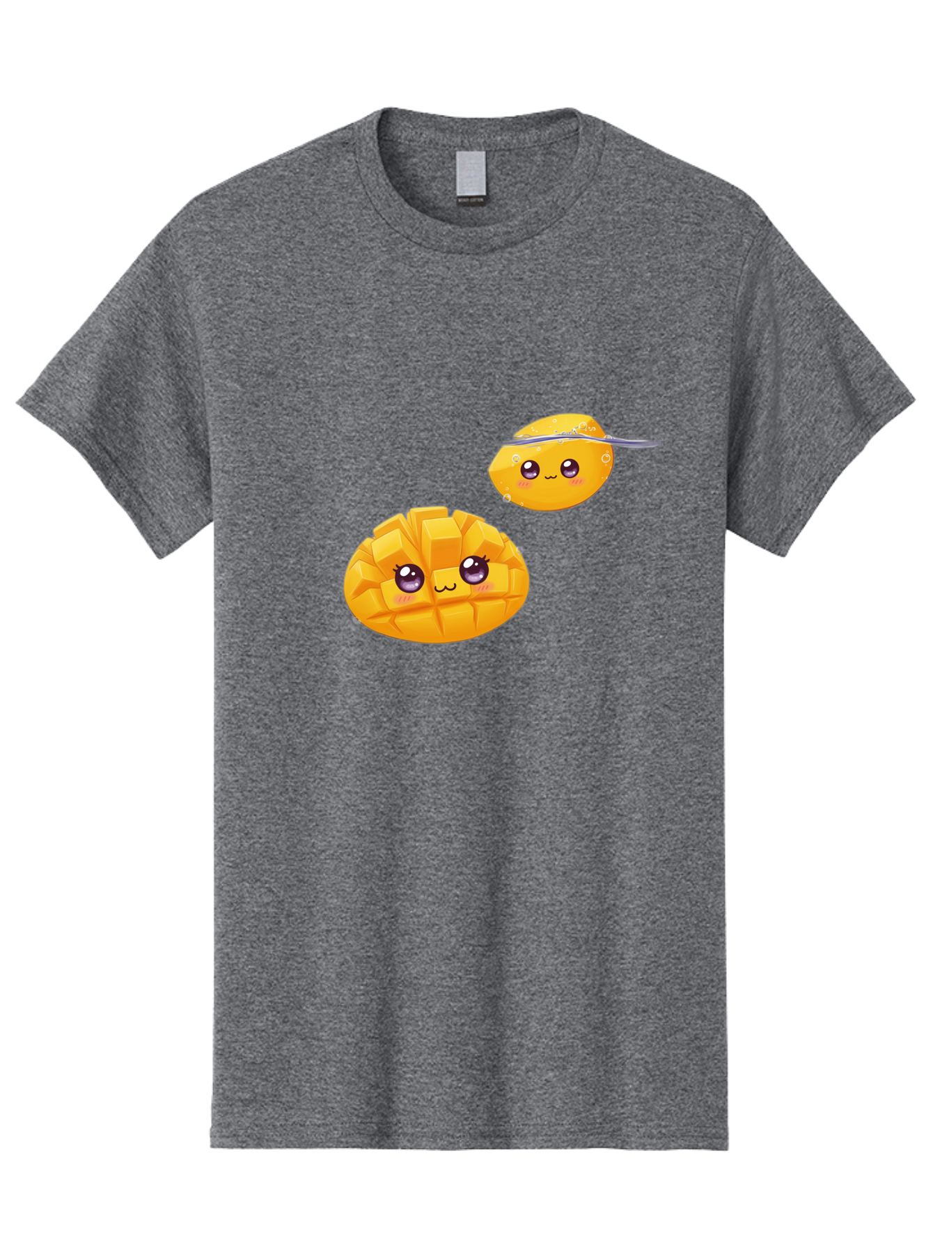 Mango-Characters Men'S Graphic Tee, 100% Cotton, Comfortable Casual Summer Wear, Machine Washable, Cartoon Mangoes, Cute Fruit, Kawaii Characters, Smiling Faces, Playful Illustration, Adorable Graphics, Tropical Fruit, Fun Design Bac138