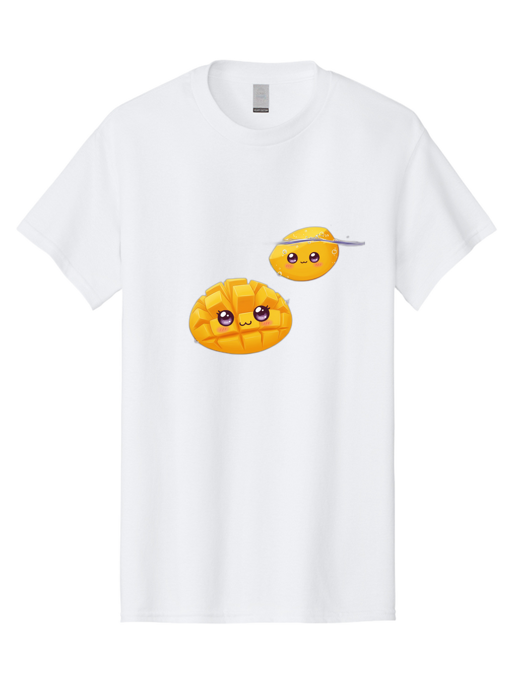 Mango-Characters Men'S Graphic Tee, 100% Cotton, Comfortable Casual Summer Wear, Machine Washable, Cartoon Mangoes, Cute Fruit, Kawaii Characters, Smiling Faces, Playful Illustration, Adorable Graphics, Tropical Fruit, Fun Design Bac138