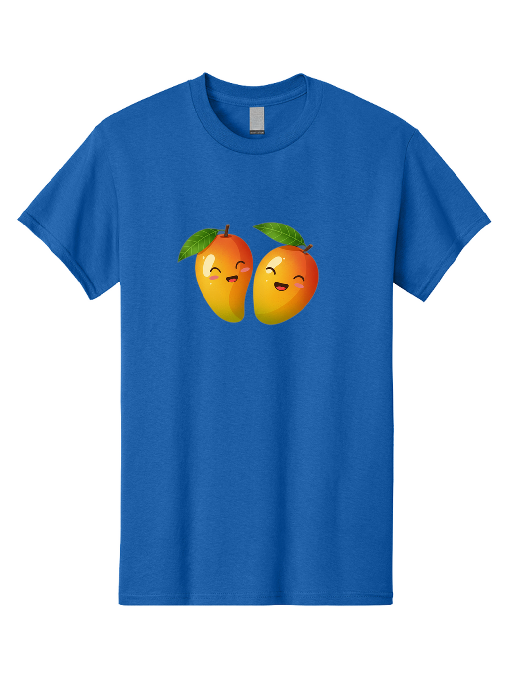 Mango-Emoticons Men'S Graphic Tee, 100% Cotton, Comfortable Casual Summer Wear, Machine Washable, Cartoon Mangoes, Happy Faces, Smiling Fruits, Vibrant Orange, Green Leaves, Cute Illustration, Fruit Emoji, Kawaii Art, Digital Art, Bac142
