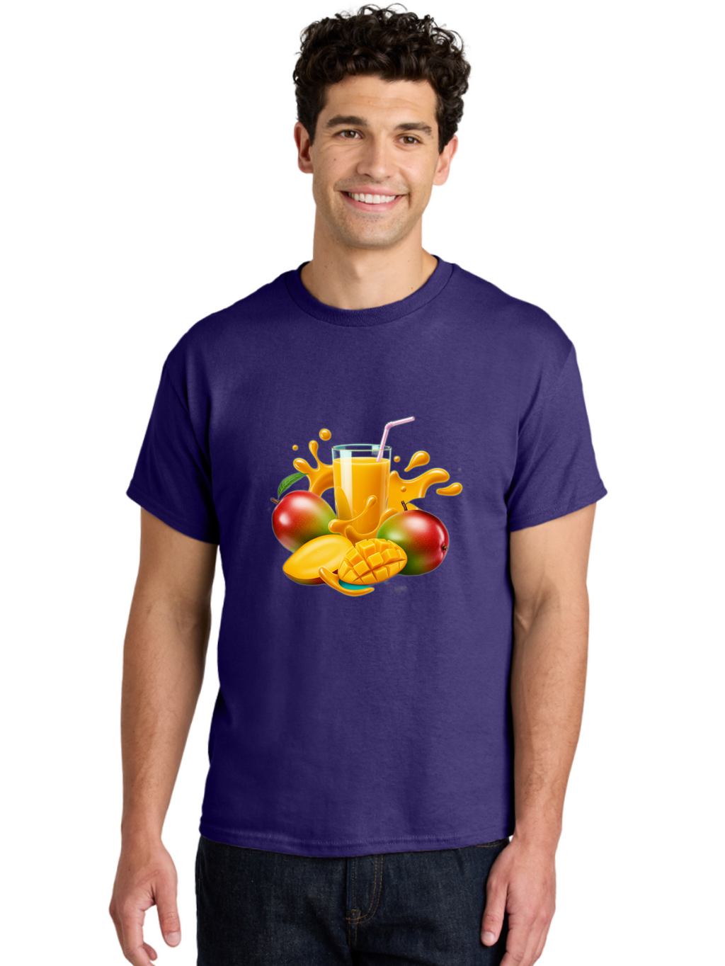 Mango-Juice-4 Men'S Graphic Tee, 100% Cotton, Comfortable Casual Summer Wear, Machine Washable, Fresh Mango Juice, Ripe Mangoes, Healthy Drink, Refreshing Beverage, Tropical Flavors, Fruit Smoothie, Vibrant Colors, Juice Splash Bac148