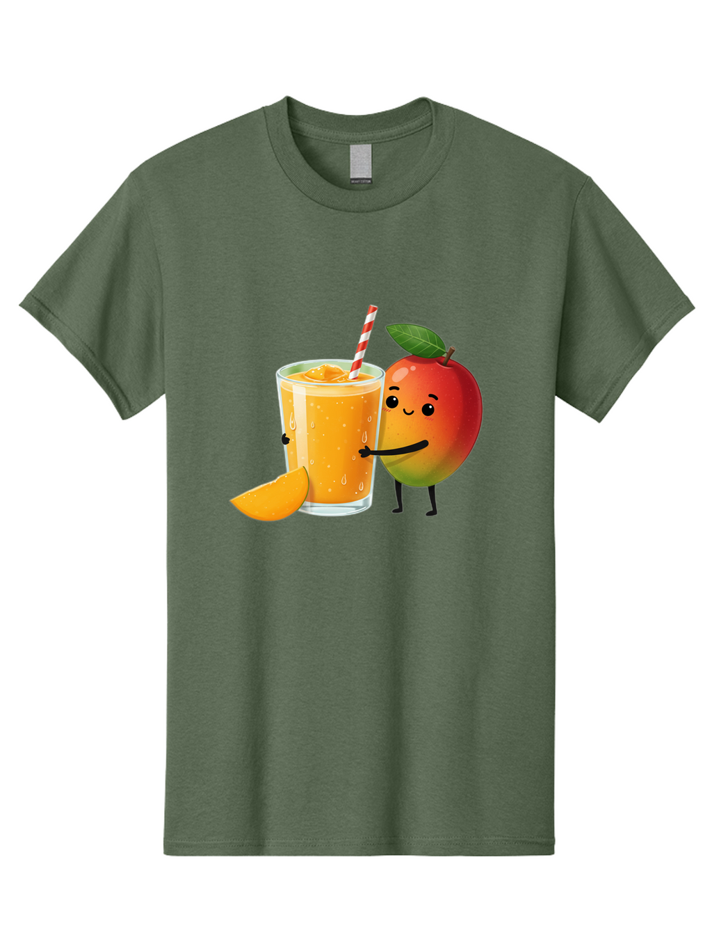 Mango-Juice Men'S Graphic Tee, 100% Cotton, Comfortable Casual Summer Wear, Machine Washable, Mango Juice, Cartoon Characters, Orange Juice, Fruit Juice, Healthy Drink, Refreshing Beverage, Smiling Mango, Cute Character, Orange Drink Bac150