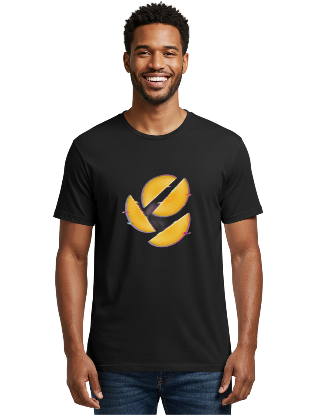 Mango-Slices Men'S Graphic Tee, 100% Cotton, Comfortable Casual Summer Wear, Machine Washable, Mango Slices, Fresh Fruit, Sliced Mango, Fruit Arrangement, Healthy Snack, Sweet Treat, Tropical Flavor, Vibrant Yellow, Culinary Delight Bac152