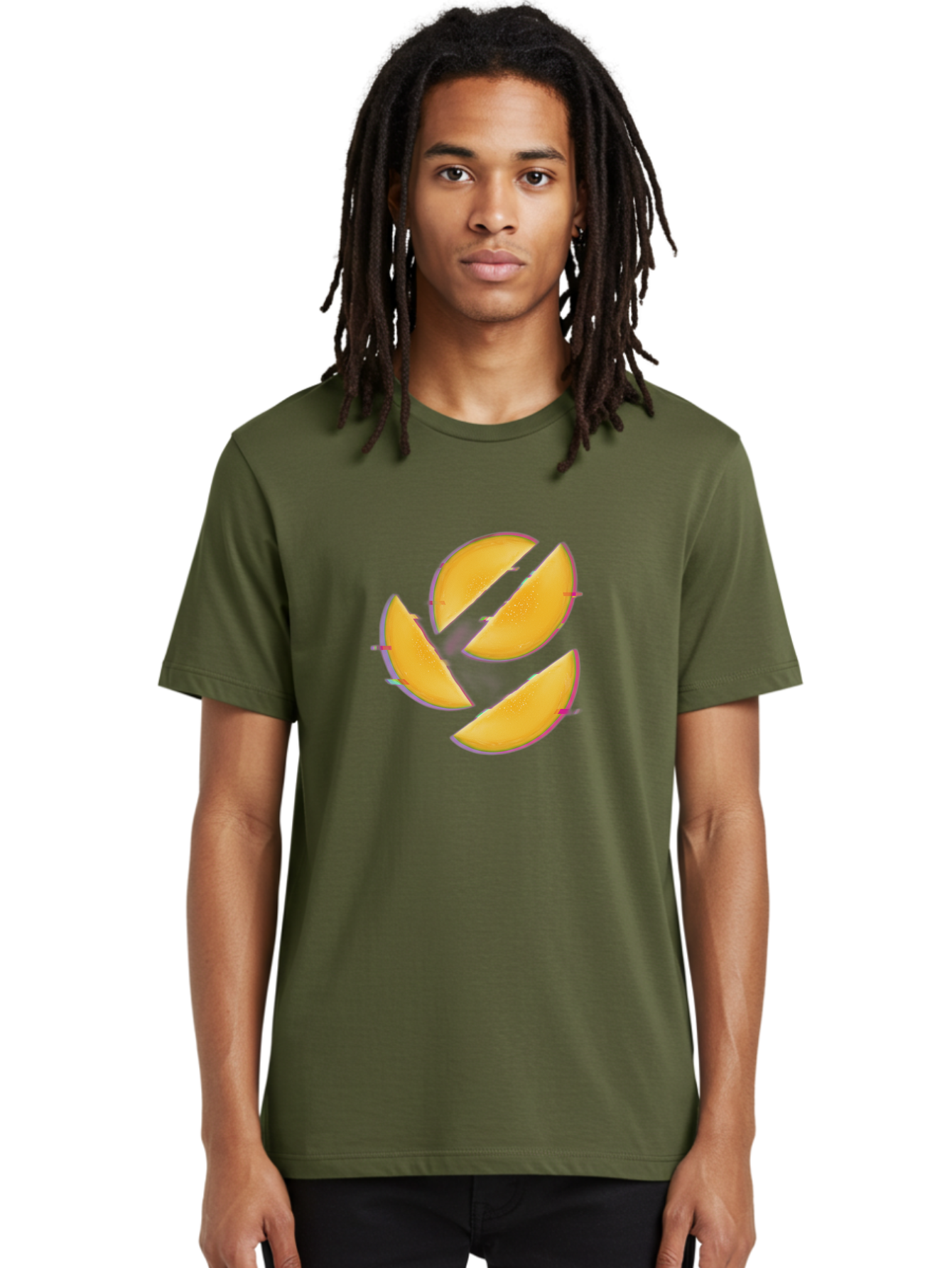 Mango-Slices Men'S Graphic Tee, 100% Cotton, Comfortable Casual Summer Wear, Machine Washable, Mango Slices, Fresh Fruit, Sliced Mango, Fruit Arrangement, Healthy Snack, Sweet Treat, Tropical Flavor, Vibrant Yellow, Culinary Delight Bac152