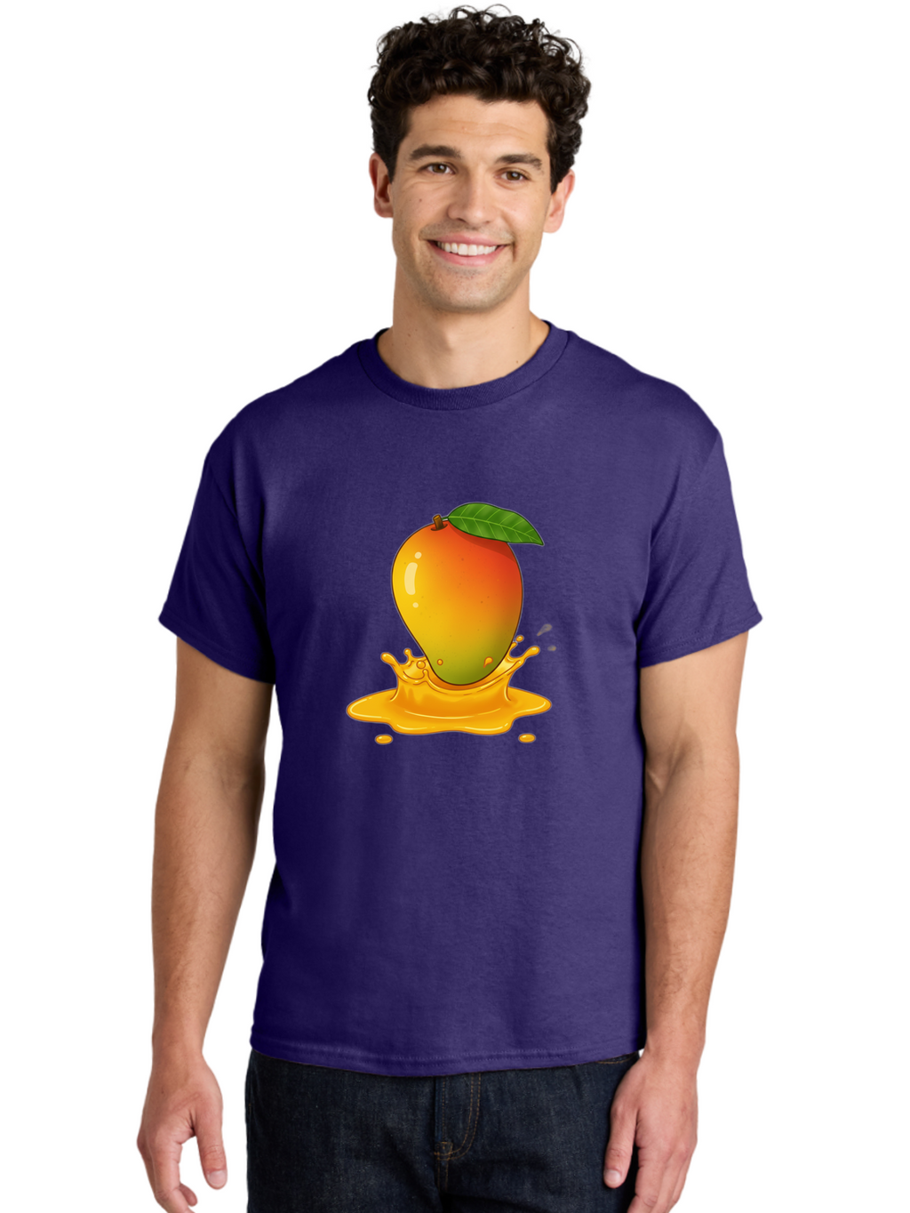 Mango-Splash-1 Men'S Graphic Tee, 100% Cotton, Comfortable Casual Summer Wear, Machine Washable, Juicy Mango, Vibrant Colors, Splashing Juice, Fresh Fruit, Tropical Flavors, Sweet Treats, Summertime, Refreshing Drinks Bac161
