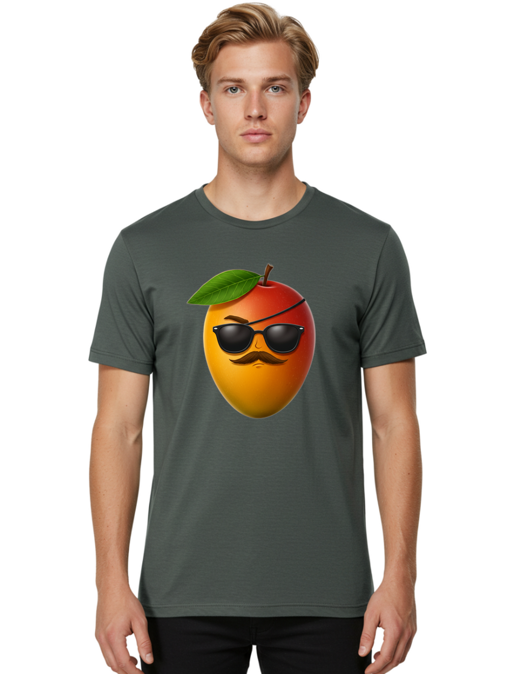 Mango Men'S Graphic Tee, 100% Cotton, Comfortable Casual Summer Wear, Machine Washable, Mango With Sunglasses, Cartoon Mango, Mango Emoji, Cool Mango, Mango With Mustache, Funny Fruit, Vibrant Colors, Playful Character, Quirky Illustration, Bac171