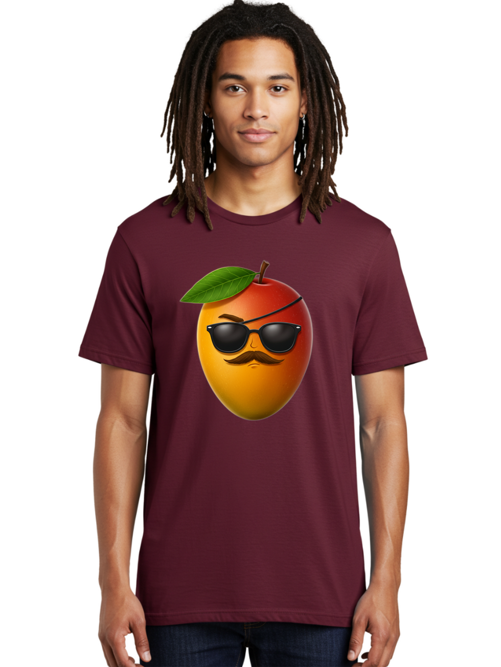 Mango Men'S Graphic Tee, 100% Cotton, Comfortable Casual Summer Wear, Machine Washable, Mango With Sunglasses, Cartoon Mango, Mango Emoji, Cool Mango, Mango With Mustache, Funny Fruit, Vibrant Colors, Playful Character, Quirky Illustration, Bac171