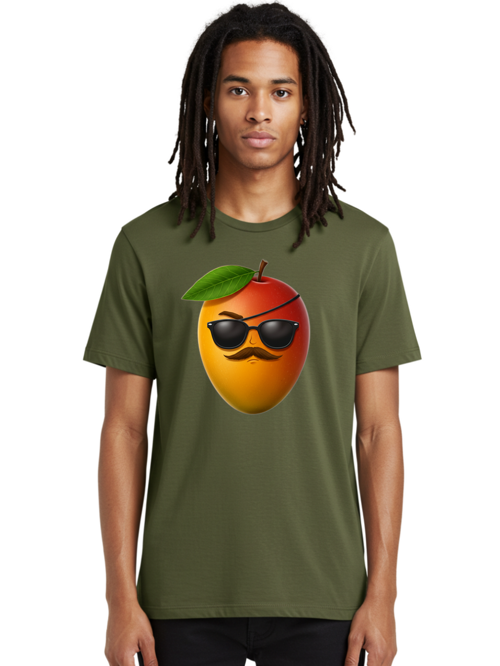 Mango Men'S Graphic Tee, 100% Cotton, Comfortable Casual Summer Wear, Machine Washable, Mango With Sunglasses, Cartoon Mango, Mango Emoji, Cool Mango, Mango With Mustache, Funny Fruit, Vibrant Colors, Playful Character, Quirky Illustration, Bac171