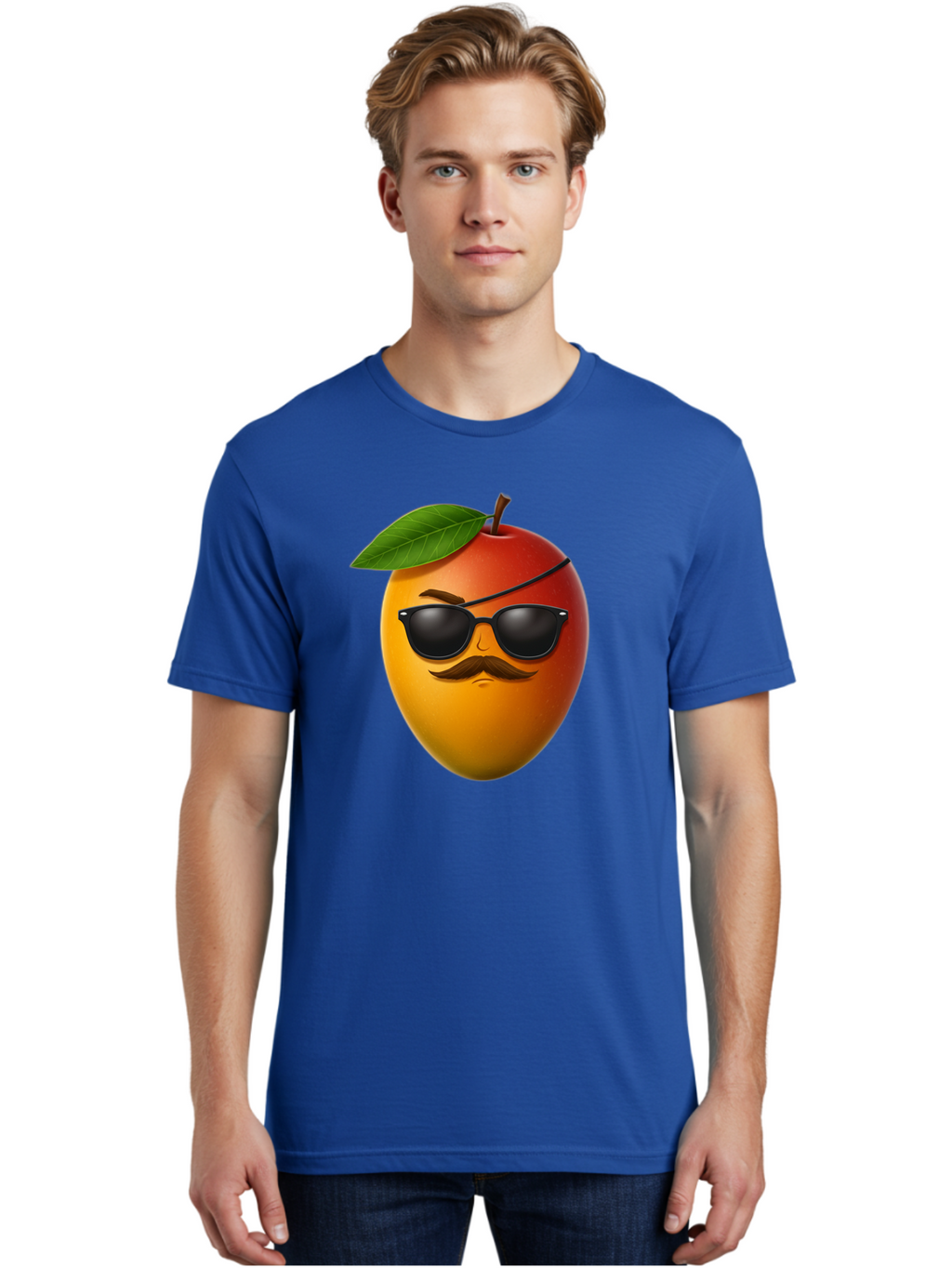 Mango Men'S Graphic Tee, 100% Cotton, Comfortable Casual Summer Wear, Machine Washable, Mango With Sunglasses, Cartoon Mango, Mango Emoji, Cool Mango, Mango With Mustache, Funny Fruit, Vibrant Colors, Playful Character, Quirky Illustration, Bac171