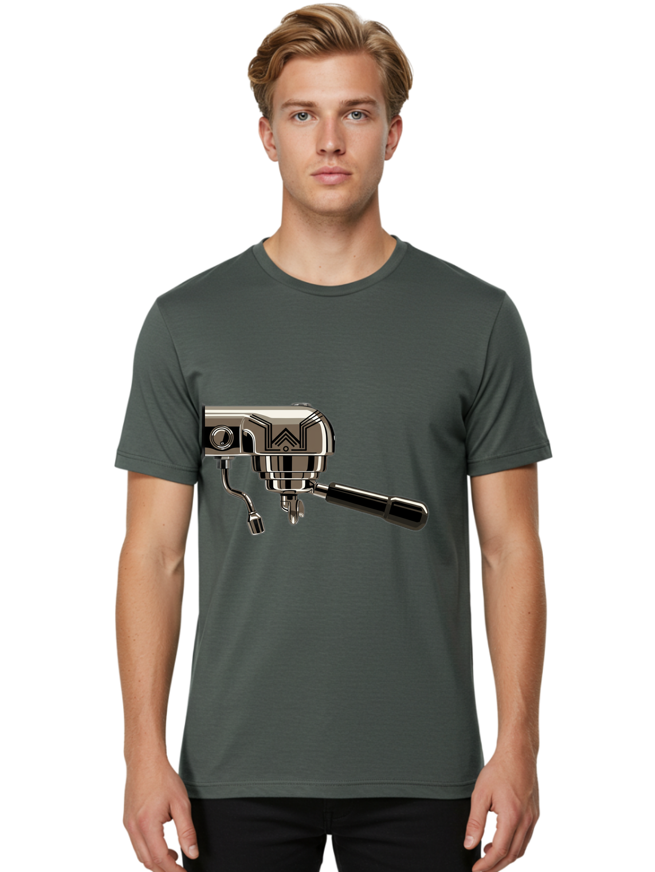 Manual-Coffee-Grinder Men'S Graphic Tee, 100% Cotton, Comfortable Casual Summer Wear, Machine Washable, Manual Coffee Grinder, Coffee Grinding, Hand Crank, Stainless Steel, Coffee Beans, Brewing Equipment, Kitchen Appliance Bac174