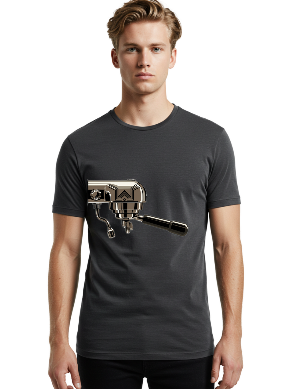 Manual-Coffee-Grinder Men'S Graphic Tee, 100% Cotton, Comfortable Casual Summer Wear, Machine Washable, Manual Coffee Grinder, Coffee Grinding, Hand Crank, Stainless Steel, Coffee Beans, Brewing Equipment, Kitchen Appliance Bac174