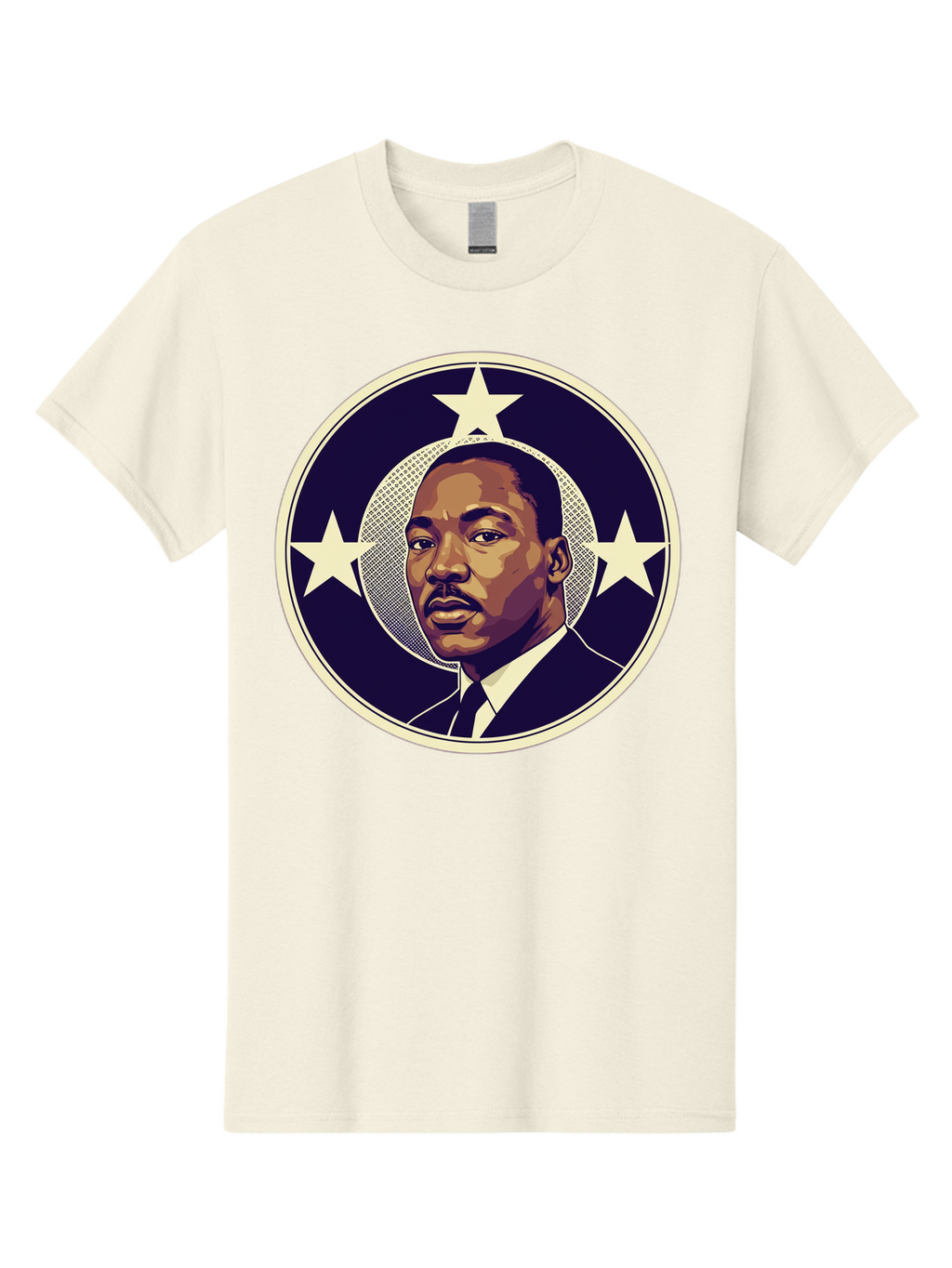 Martin-Luther-King-Jr-1 Men'S Graphic Tee, 100% Cotton, Comfortable Casual Summer Wear, Machine Washable, Martin Luther King Jr. Portrait, Civil Rights Leader, Three Stars, Circular Frame, Vintage Design, Iconic Figure, Inspirational Leader, Bac175