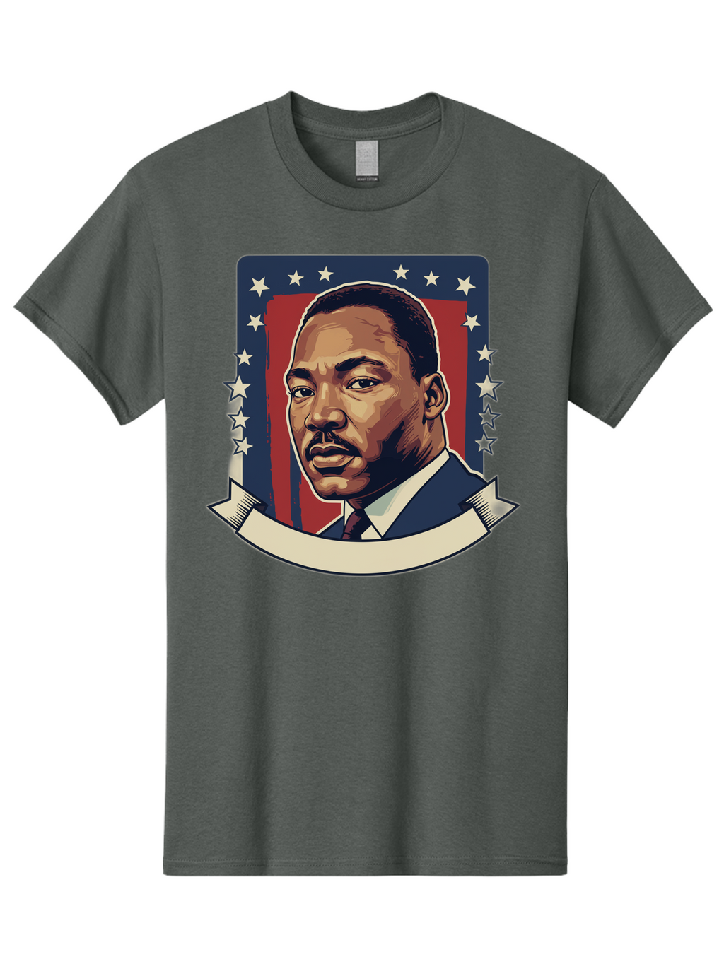 Martin-Luther-King Men'S Graphic Tee, 100% Cotton, Comfortable Casual Summer Wear, Machine Washable, Martin Luther King Jr. Portrait, Civil Rights Leader, Patriotic Illustration, Red White And Blue, Stars And Stripes, Inspirational Quote, Bac180