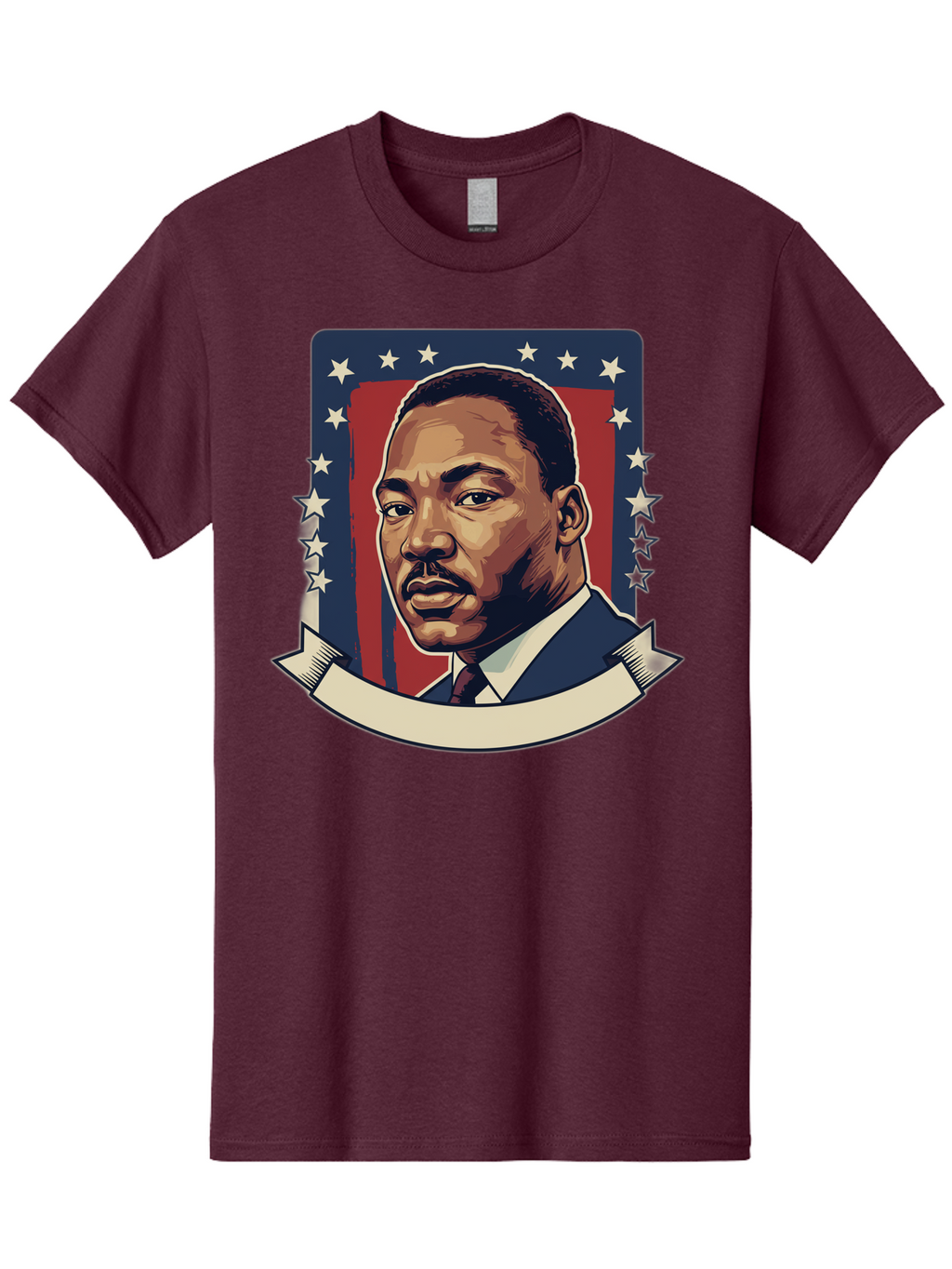Martin-Luther-King Men'S Graphic Tee, 100% Cotton, Comfortable Casual Summer Wear, Machine Washable, Martin Luther King Jr. Portrait, Civil Rights Leader, Patriotic Illustration, Red White And Blue, Stars And Stripes, Inspirational Quote, Bac180