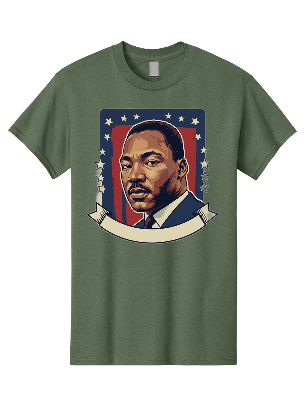 Martin-Luther-King Men'S Graphic Tee, 100% Cotton, Comfortable Casual Summer Wear, Machine Washable, Martin Luther King Jr. Portrait, Civil Rights Leader, Patriotic Illustration, Red White And Blue, Stars And Stripes, Inspirational Quote, Bac180