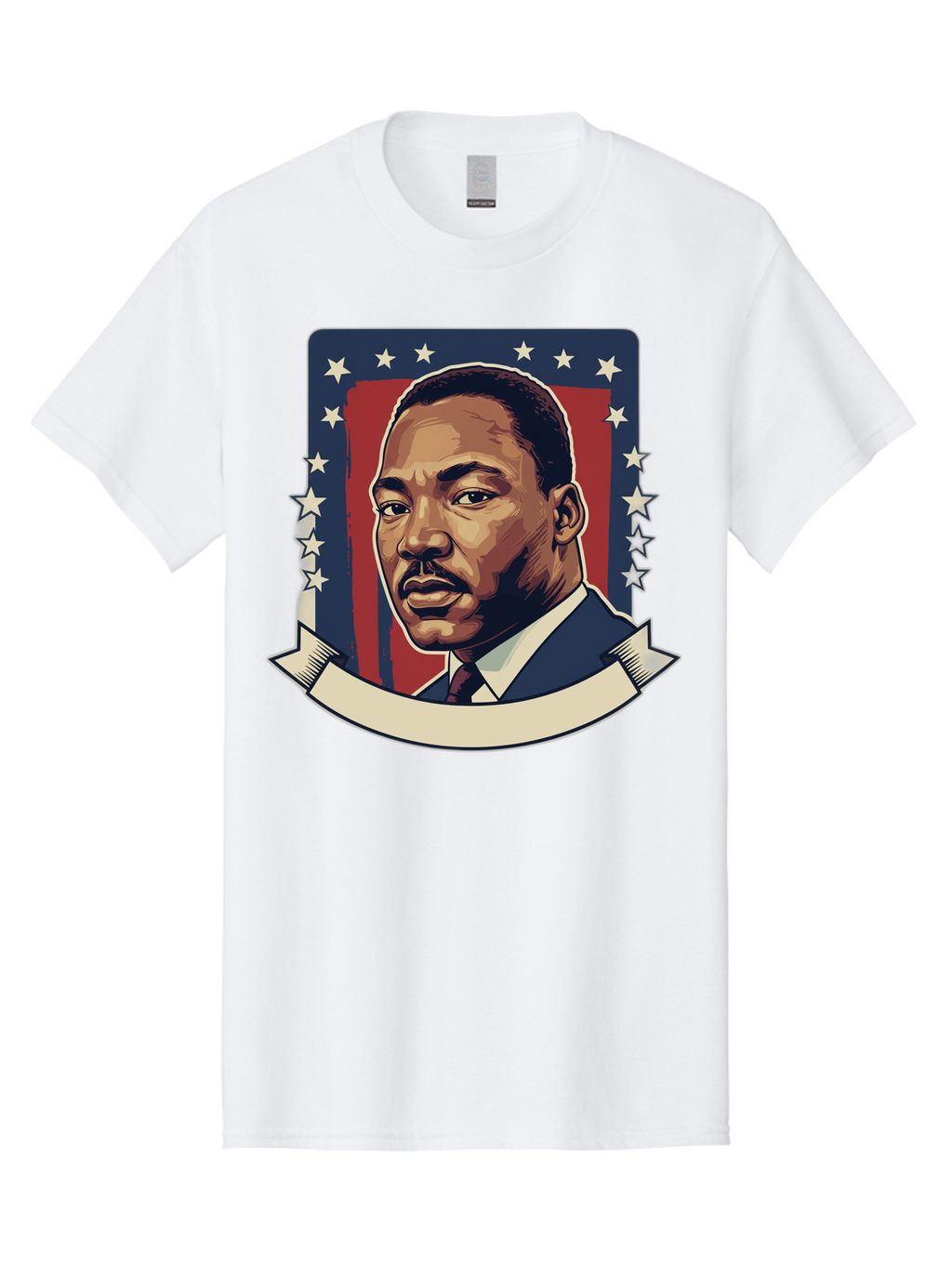 Martin-Luther-King Men'S Graphic Tee, 100% Cotton, Comfortable Casual Summer Wear, Machine Washable, Martin Luther King Jr. Portrait, Civil Rights Leader, Patriotic Illustration, Red White And Blue, Stars And Stripes, Inspirational Quote, Bac180
